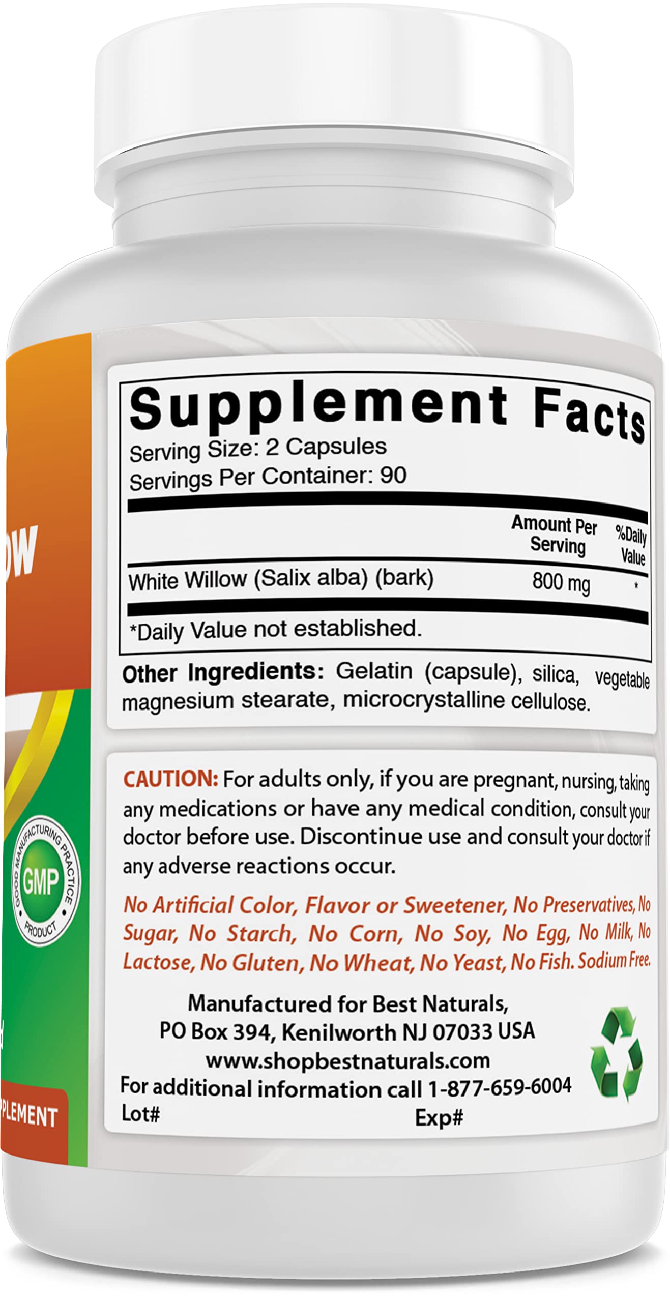 Best Naturals White Willow Bark 400 mg 180 Capsules (180 Count (Pack of 3)) Best NaturalsAu supplements