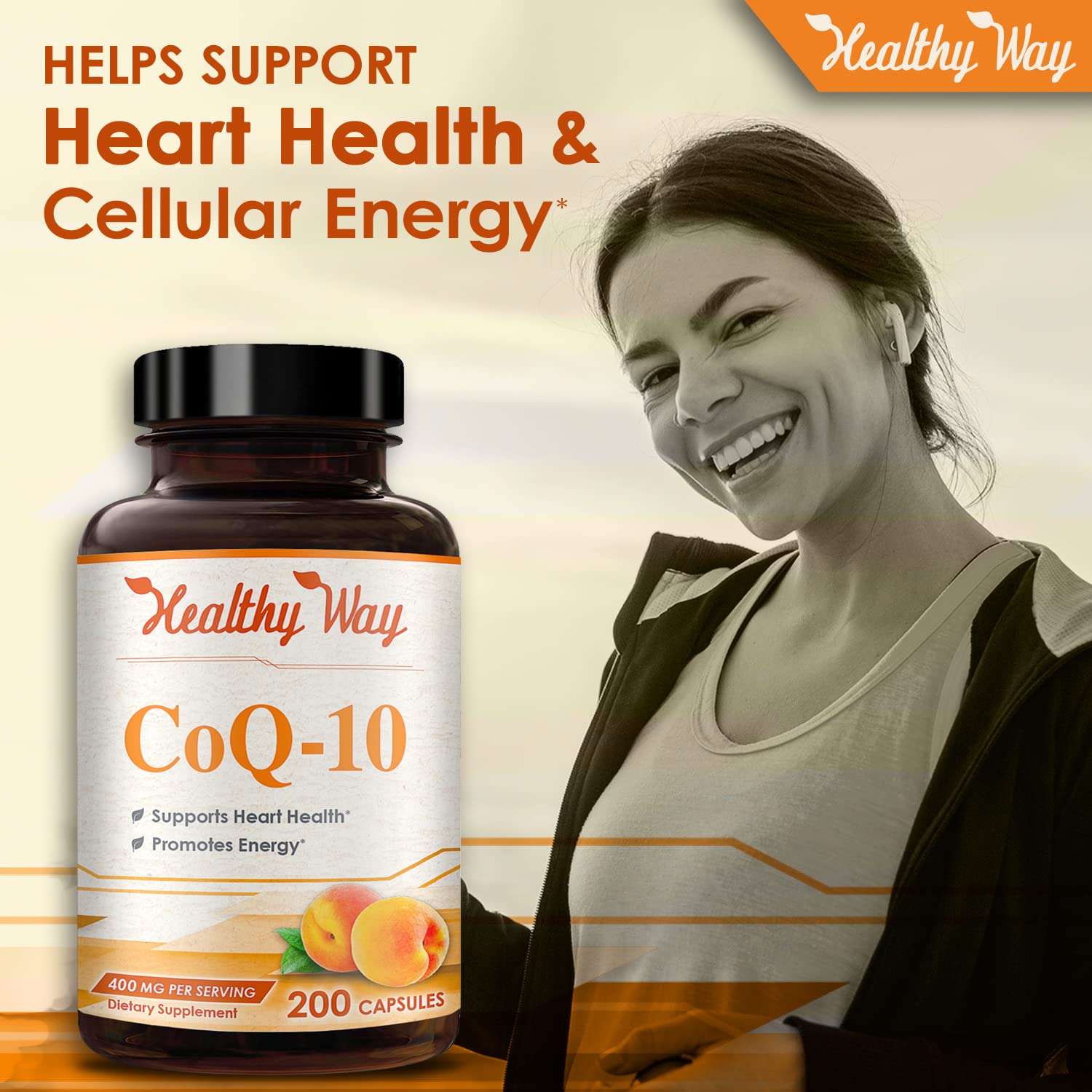 Healthy Way CoQ10 400mg 200 Capsules Non-GMO HealthyWayRxUS supplements