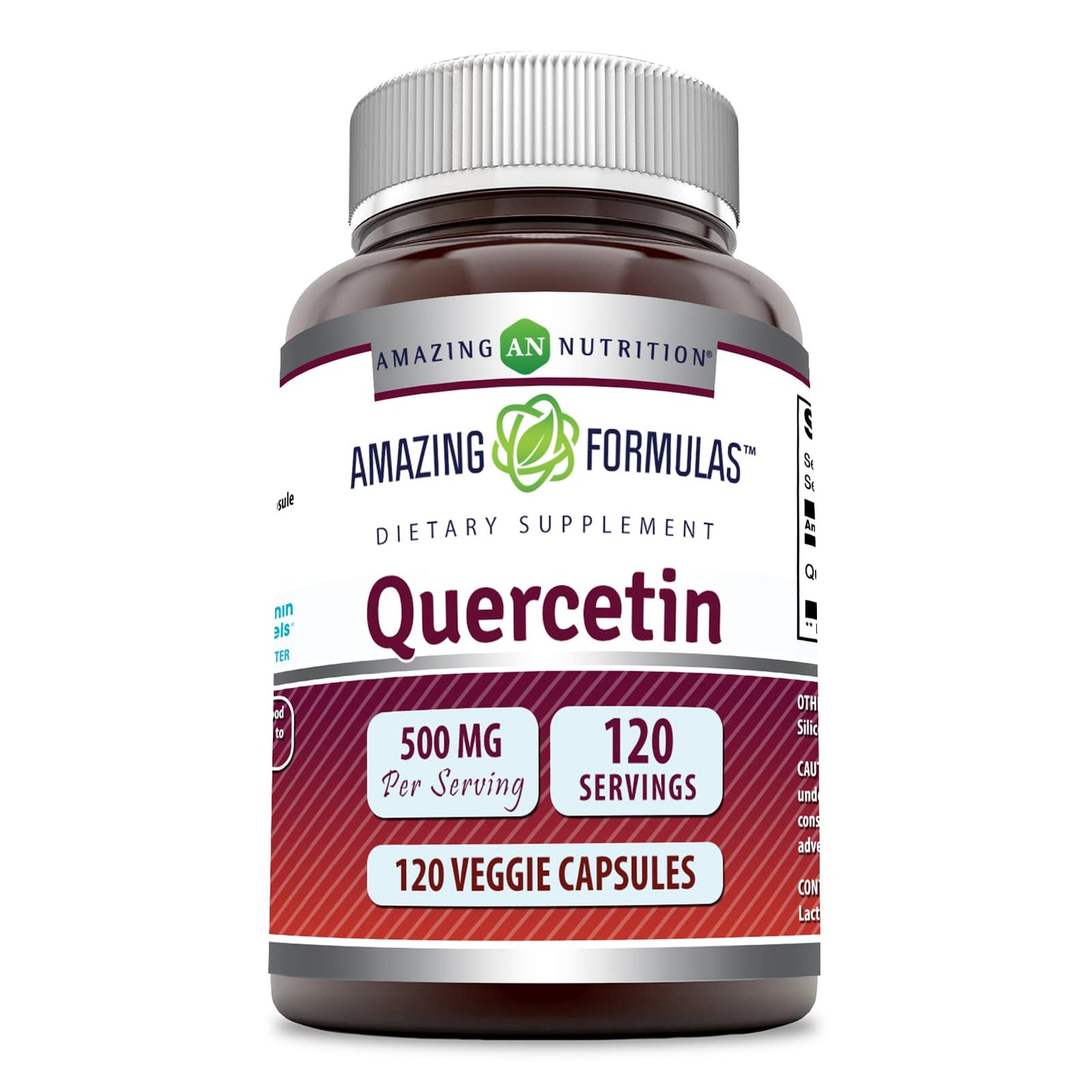 Amazing Formulas Quercetin 500mg 120 Veggie Capsules Supplement - Non-GMO - Gluten Free - Supports Overall Health & Well Being Amazing NutritionUS supplements