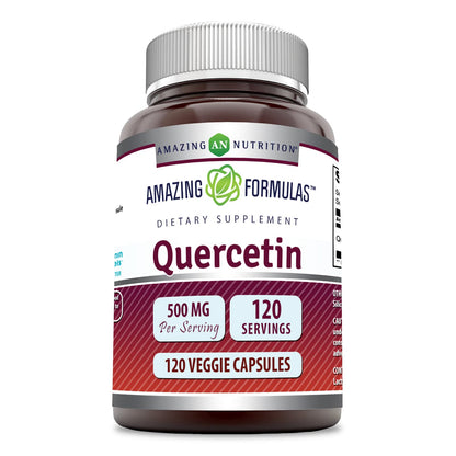 Amazing Formulas Quercetin 500mg 120 Veggie Capsules Supplement - Non-GMO - Gluten Free - Supports Overall Health & Well Being Amazing NutritionUS supplements
