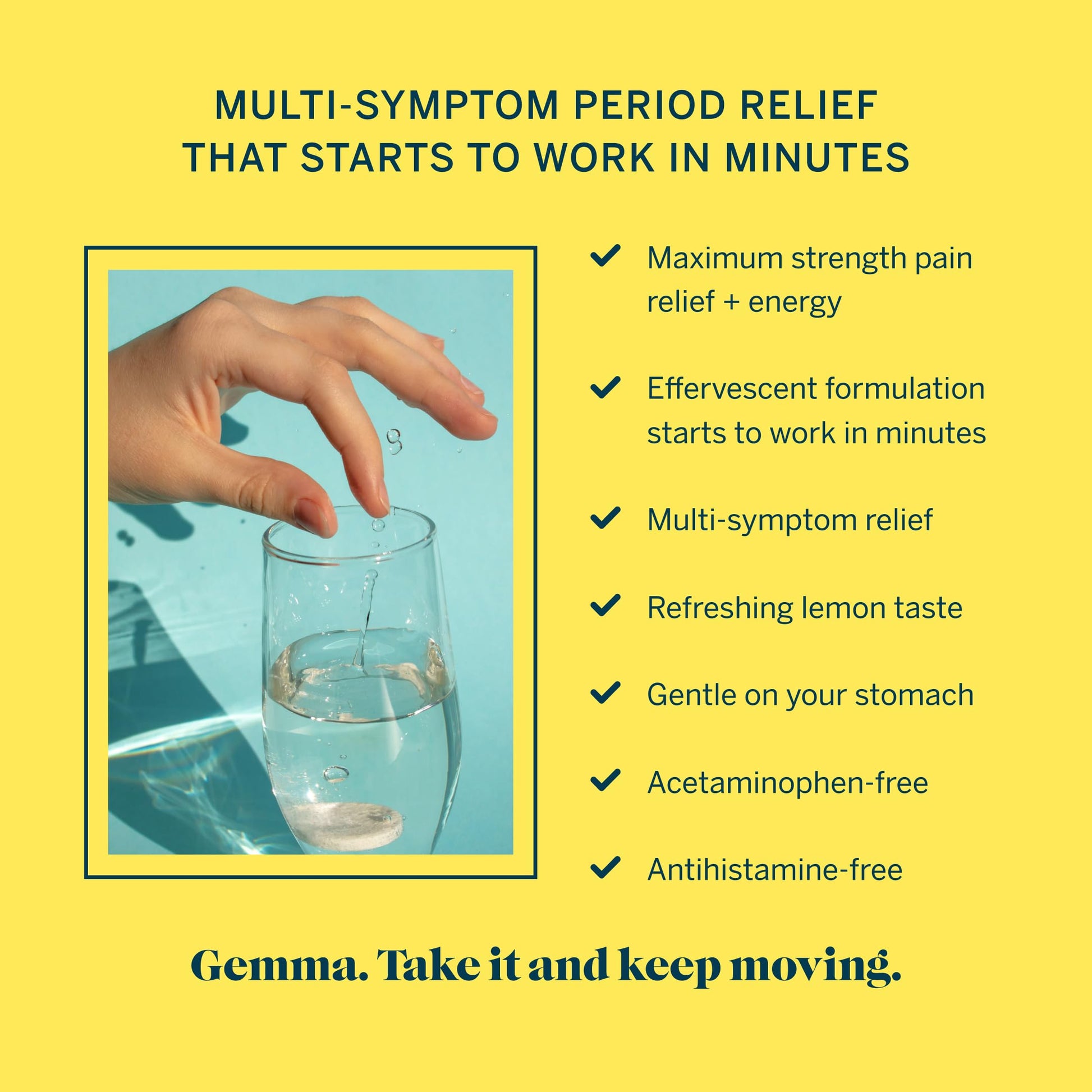 Gemma Cut The Cramp - Fast Menstrual Cramp & Period Pain Relief - Multi-Symptom Formula Treats Menstrual Cramps, Fatigue, Bloating, Headache in 15 Minutes GemmaAu supplements