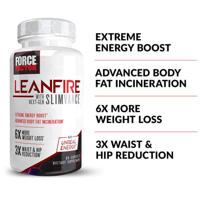 FORCE FACTOR LeanFire with Next-Gen SLIMVANCE Advanced Thermogenic Fat Burner Force FactorUS supplements