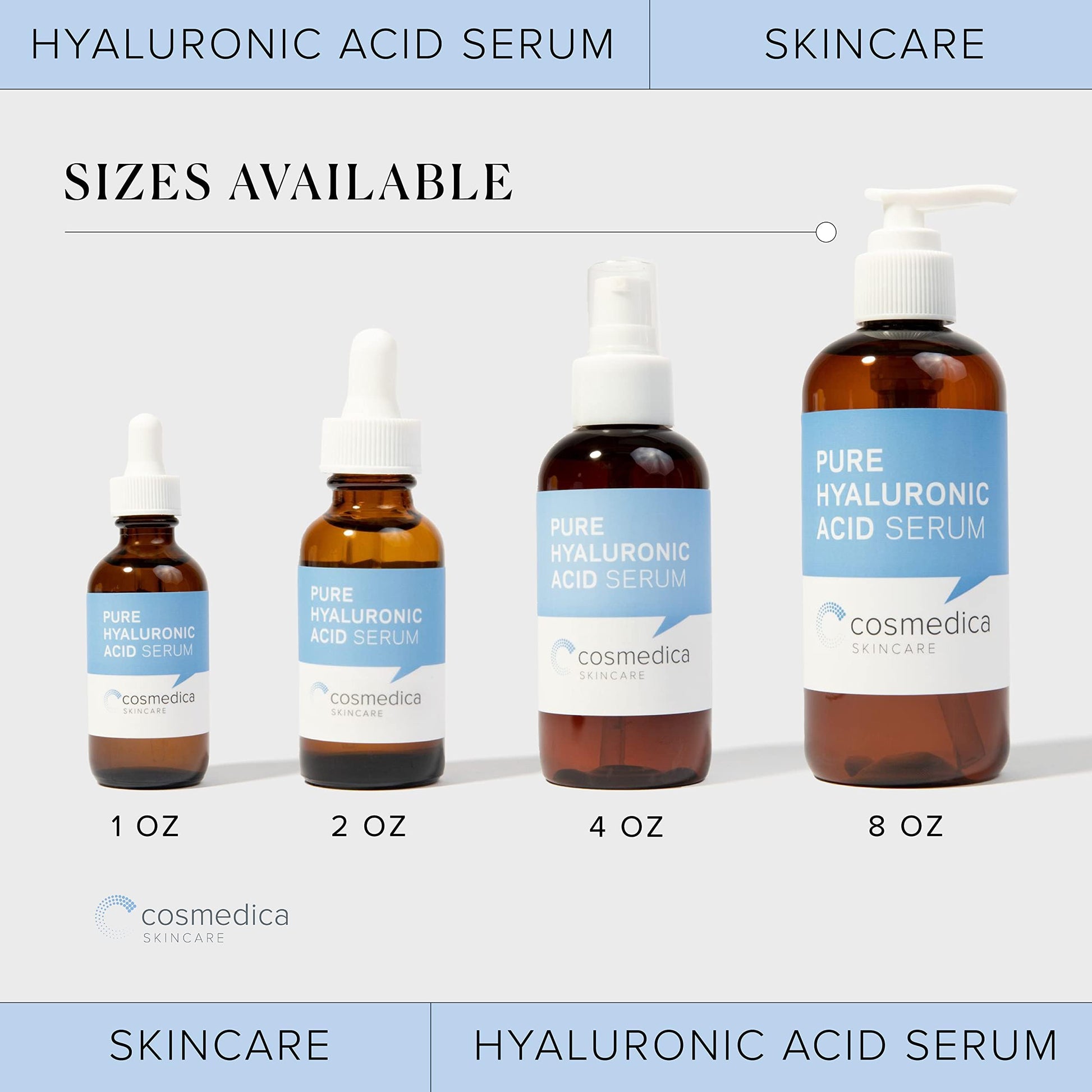 Hyaluronic Acid Serum for Skin 100% Pure Anti Aging Serum Intense Hydration Cosmedica SkincareUS supplements