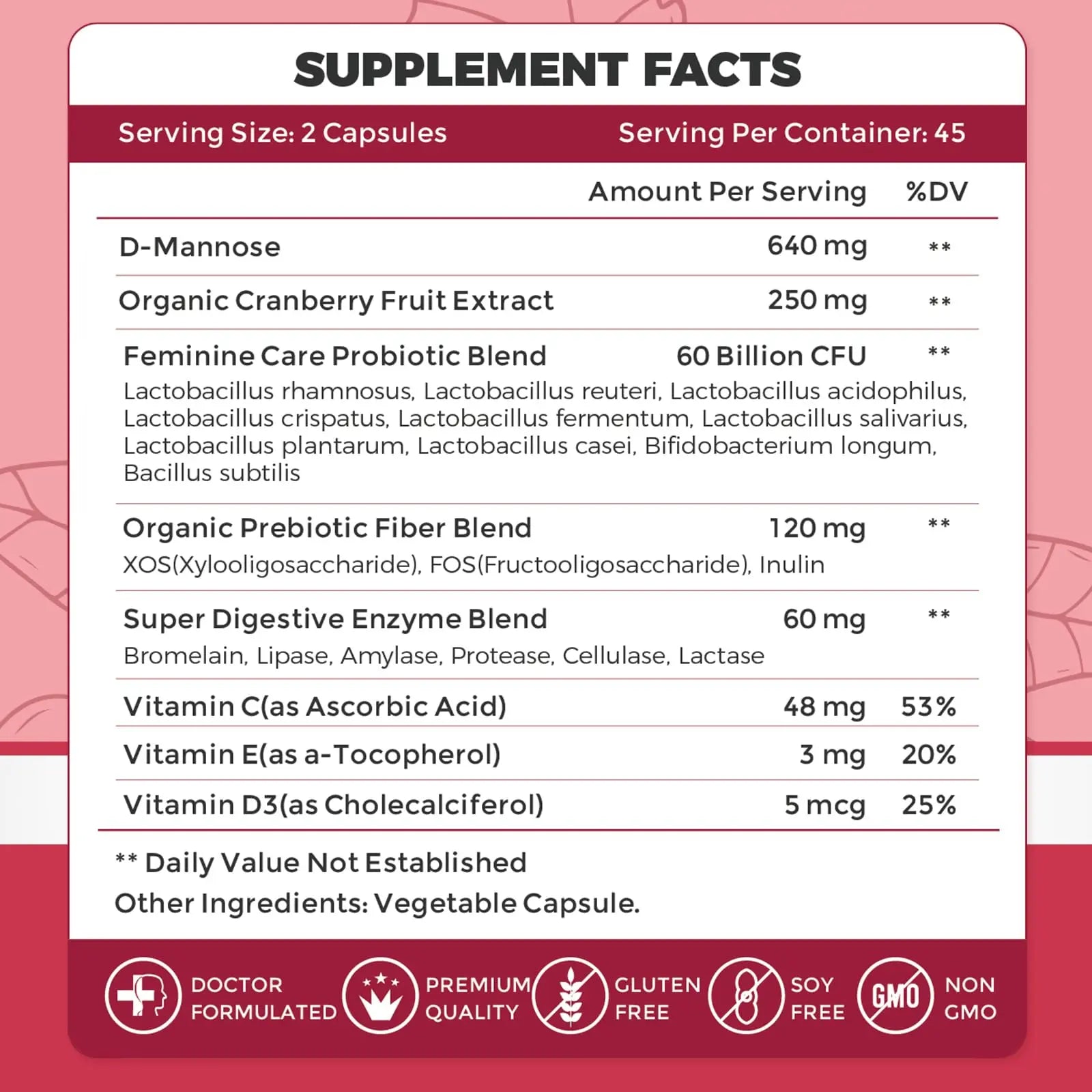 ZEBORA Urinary Tract Health for Women - Vaginal Probiotics for Women Digestive Health and pH Balance - D Mannose Supplements with Cranberry to Cleanse Urinary Tract & Bladder - 90 Capsules ZEBORAAu supplements