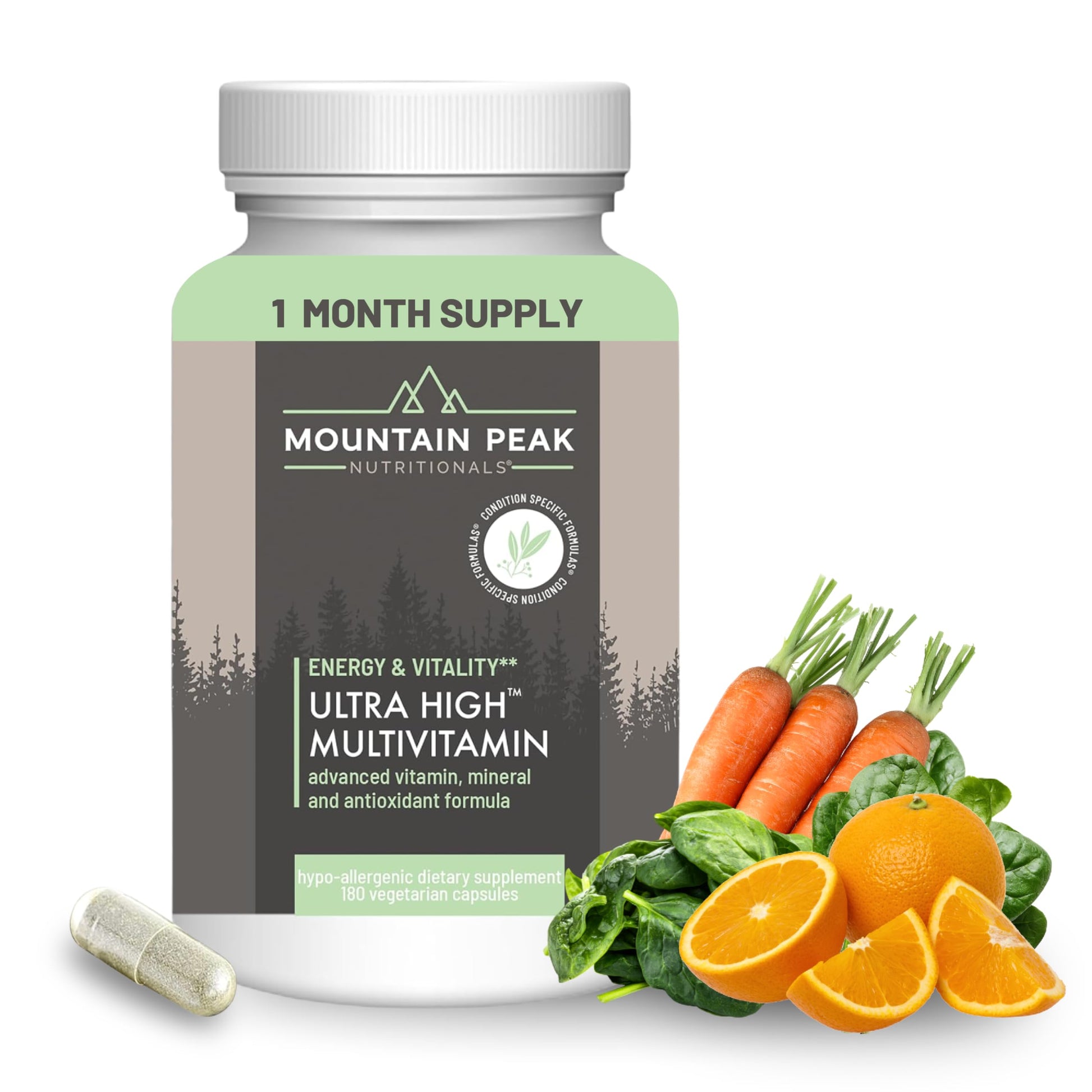 Mountain Peak Nutritionals Ultra High Multivitamin for Men & Women - with Vitamins A, B12, B6, C, D, E, Magnesium, Zinc, Folic Acid, Digestive Enzymes & Probiotics (180 Vegetarian Capsules) Mountain Peak NutritionalsAu supplements