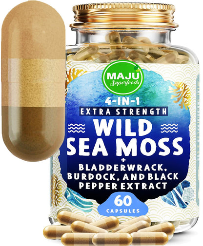 MAJU 4-in-1 Organic Sea Moss Capsules, Wild Chondrus Crispus, Seamoss Maju SuperfoodsUS supplements