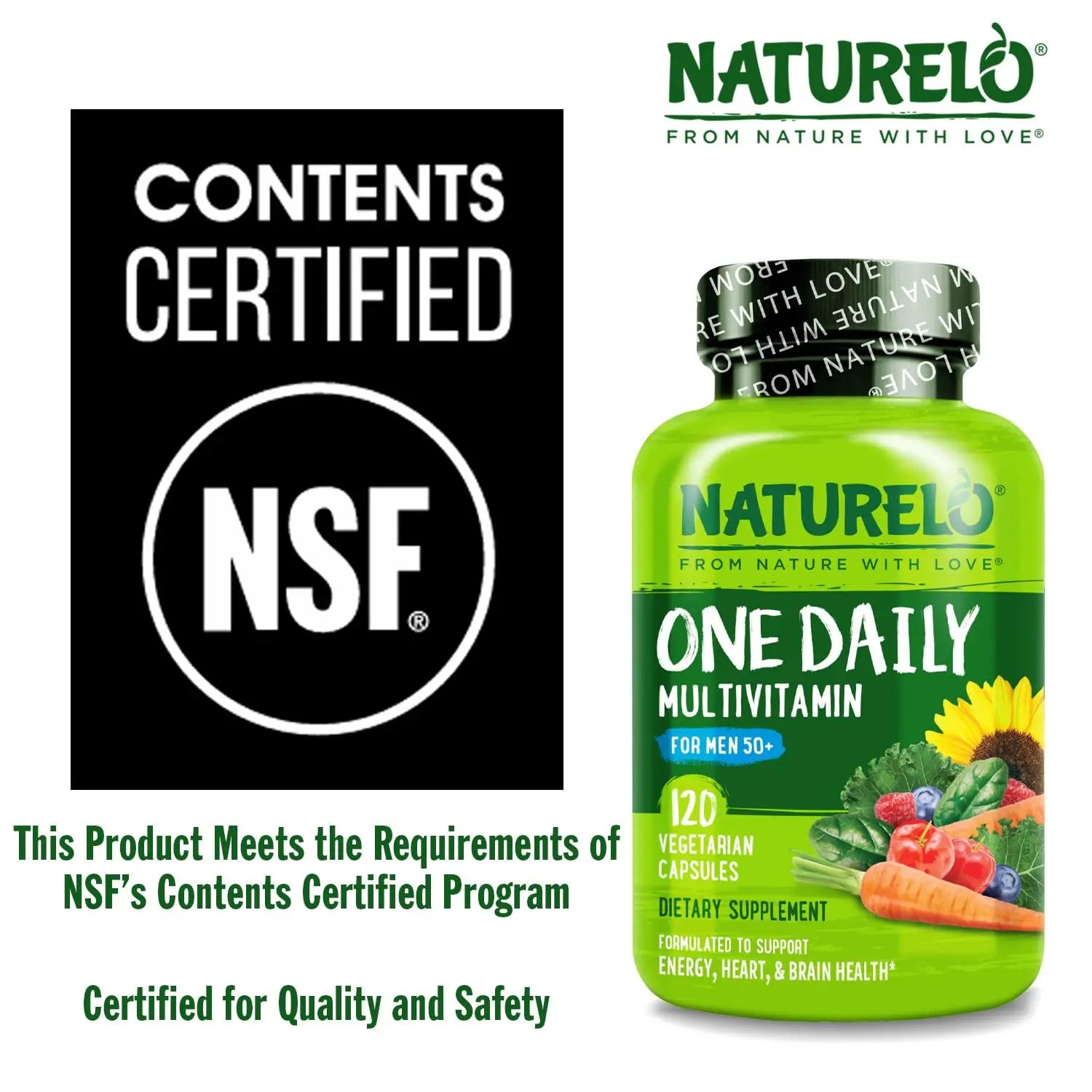 NATURELO Mens Multivitamins for Men 50+ - One Daily Multivitamin for Men with Vitamins, Minerals & Organic Whole Foods, Boost Energy & Health, NATURELOAu supplements