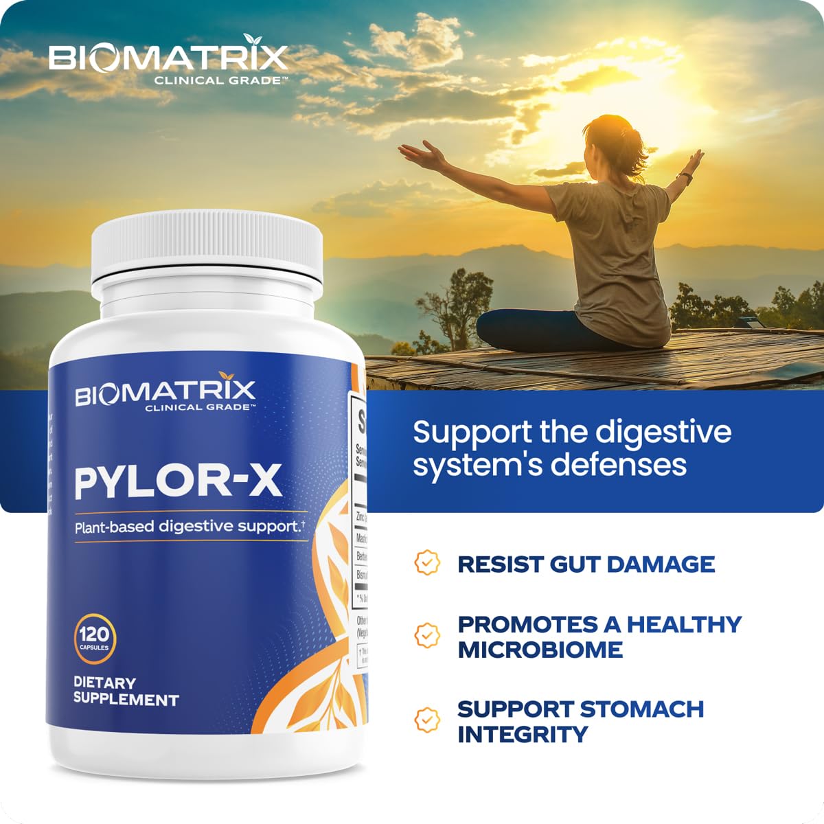 BioMatrix Pylor-X Gut Health Supplement – Mastic Gum, Berberine, Zinc Carnosine & Bismuth Salts for Gastric Support, Digestive Comfort, Stomach Lining Protection - (120 Capsules) 30-60 Day Supply BioMatrixAu supplements