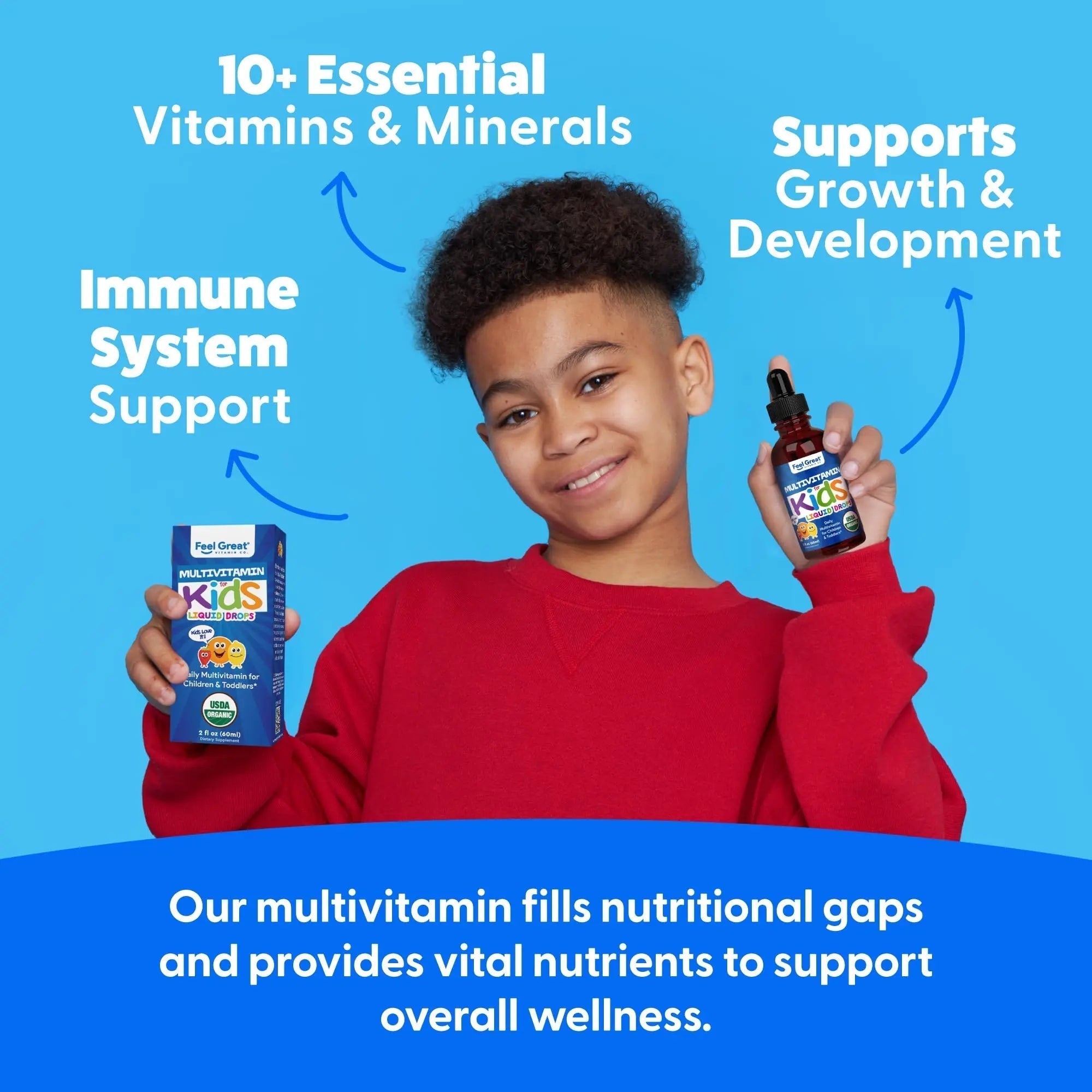 Feel Great Vitamins Organic Multivitamin Liquid Drops for Toddlers & Kids | Daily Essential Nutrients for Healthy Growth | The Feel Great Vitamin CompanyAu supplements