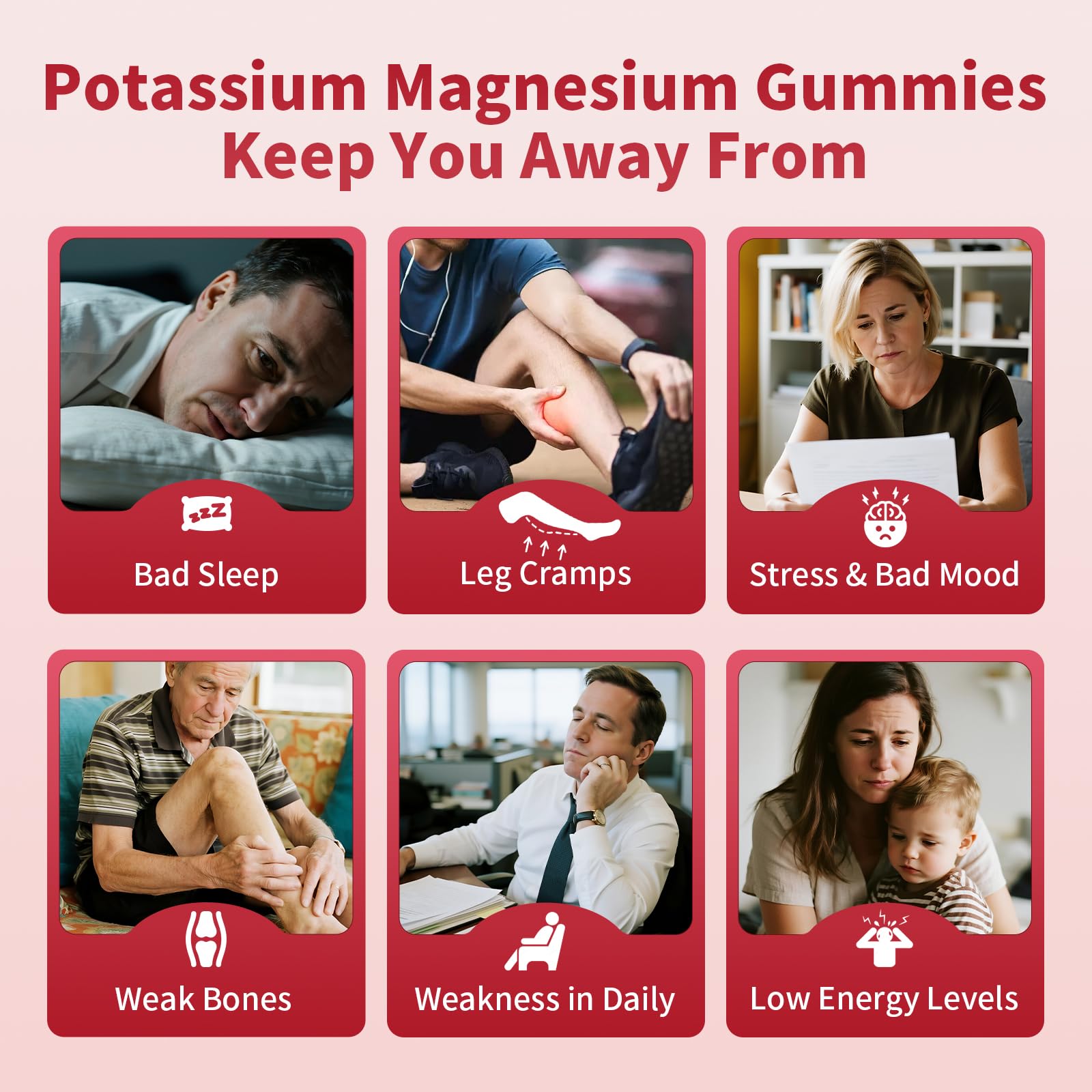 2 Pack Potassium Magnesium Gummies, Sugar Free Potassium Supplement Magnesium Glycinate 500mg, Ashwagandha, Vitamins D3, C, B6, Calcium & Zinc for Sleep, Leg Cramps & Muscle Relaxation-120 Count MABEFYAu supplements