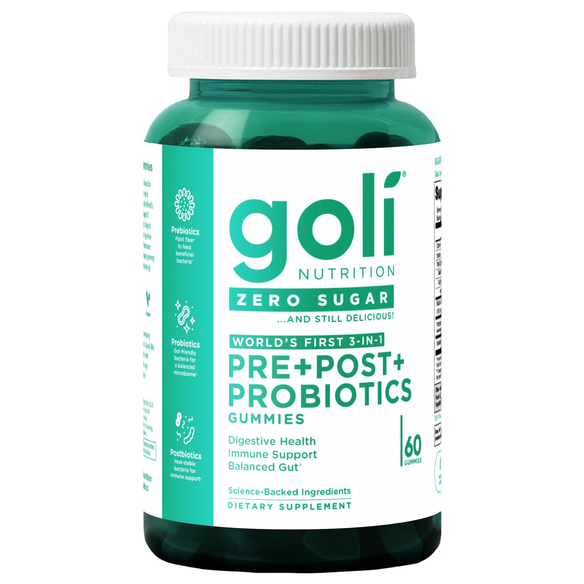 Goli Zero Sugar Pre Pro Postbiotic Gummies - Worlds First 3-in-1 with DE111, XOS, MCC1849 - No Sugar Alcohols - Vegan, Keto-Friendly, Non-GMO GoliAu supplements