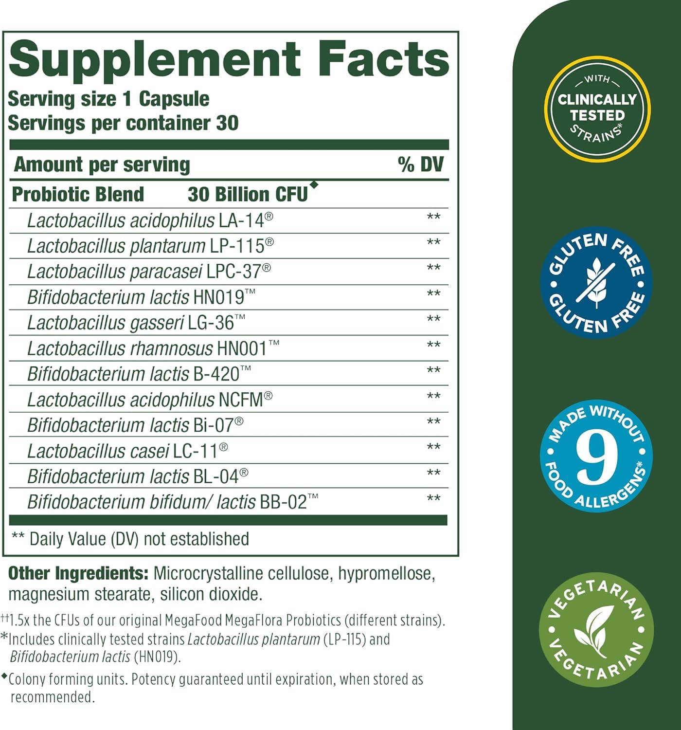 MegaFood Digestive Probiotic - 12 Strain Vegetarian Probiotics for Women & Men, 30 Billion CFUs, Support Gut Health, Probiotics for Digestive Health Help Relieve Occasional Gas & Bloating, 30 Capsules MegaFoodAu supplements