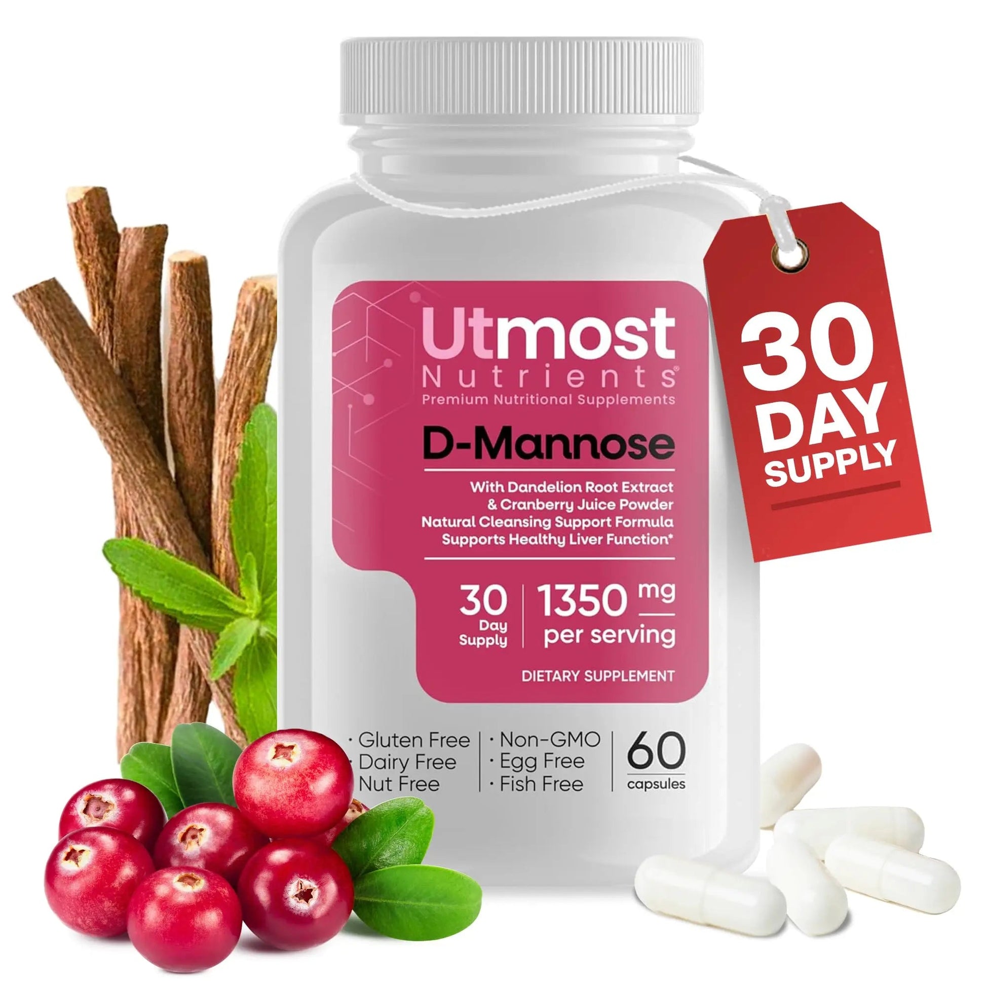 Utmost Nutrients Urinary Defense D-Mannose Supplement - Urinary Health for Women - Optimized Clinical Strength Formula Cleanses, Flushes and Rebuilds The Urinary System Utmost NutrientsAu supplements