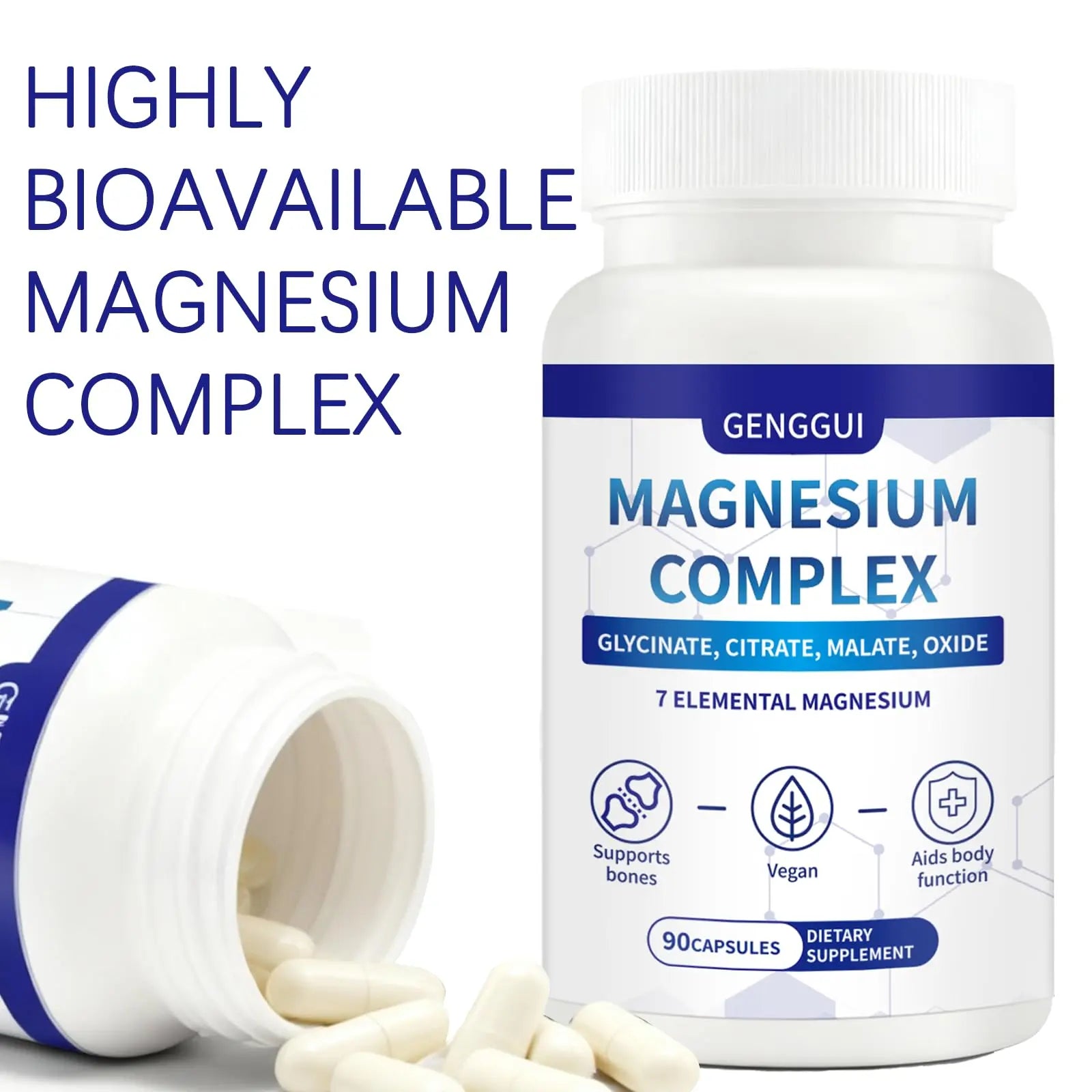 Magnesium Complex 1000mg - 7-in-1 Supplement with Glycinate, Citrate & Malate - Supports Muscle Relaxation, Sleep, Heart Health - High Absorption Capsules, 90 Count (1) CellJuvMaxnz supplements