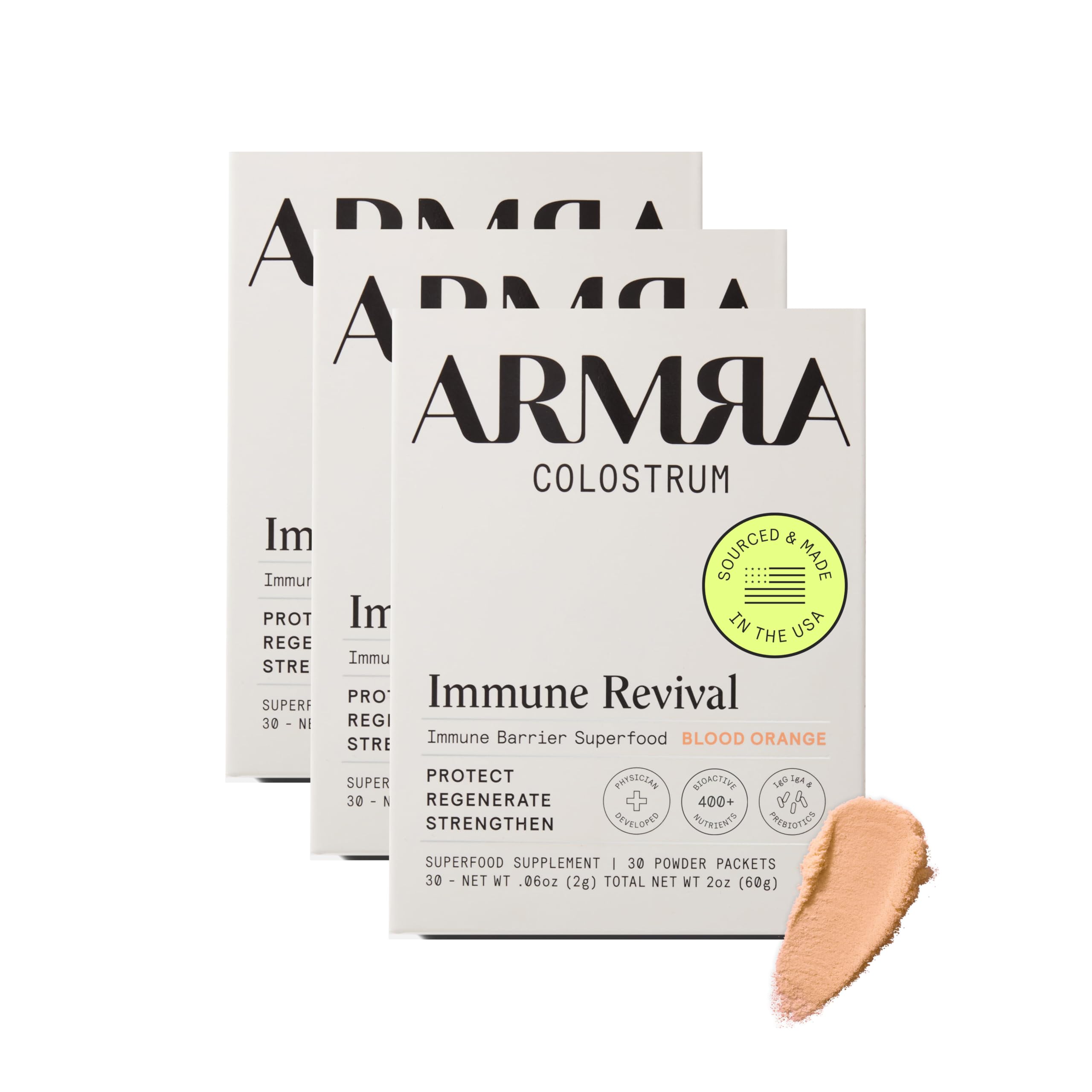 ARMRA Colostrum™ Premium Powder, Grass Fed, Gut Health Bloating Immunity Skin & Hair, Contains 400+ Bioactive Nutrients, Keto, Gluten & Fat Free (Blood Orange Bundle | 90 Servings) ARMRAUS supplements
