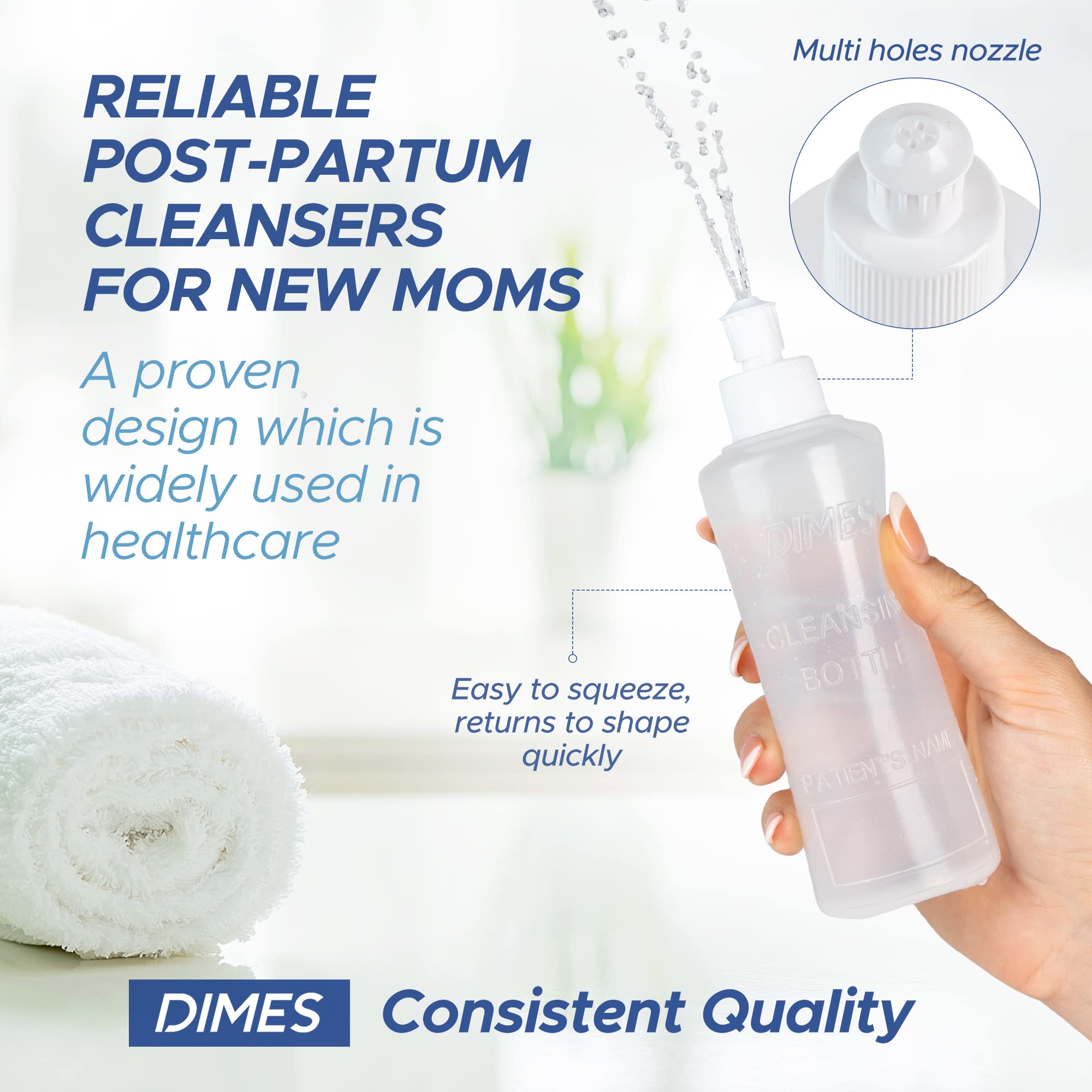 Dimes Perineal Lavette Irrigation Bottle 8 oz (Pack of 3). - Peri Bottle for Postpartum Care DimesAu supplements