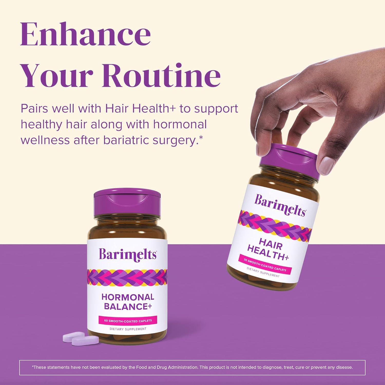 BariMelts Hormonal Balance+ for GLP-1 Users and Bariatric Patients - DIM, NAC & Chasteberry Supports Hormone Balance for Women - 60 Smooth-Coated Caplets (1-Month Supply) BariMeltsAu supplements