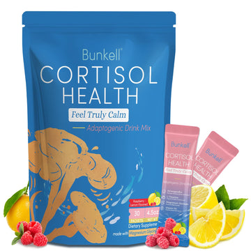 Bunkell Cortisol Powdered Drink Mix, Made with Magnesium Glycinate, L-Theanine, Ashwagandha & Vitamin D3, Cortisol Supplements for Relaxation, Focus & Calm Support, Raspberry Lemonade Flavor, 30 Ct BunkellAu supplements