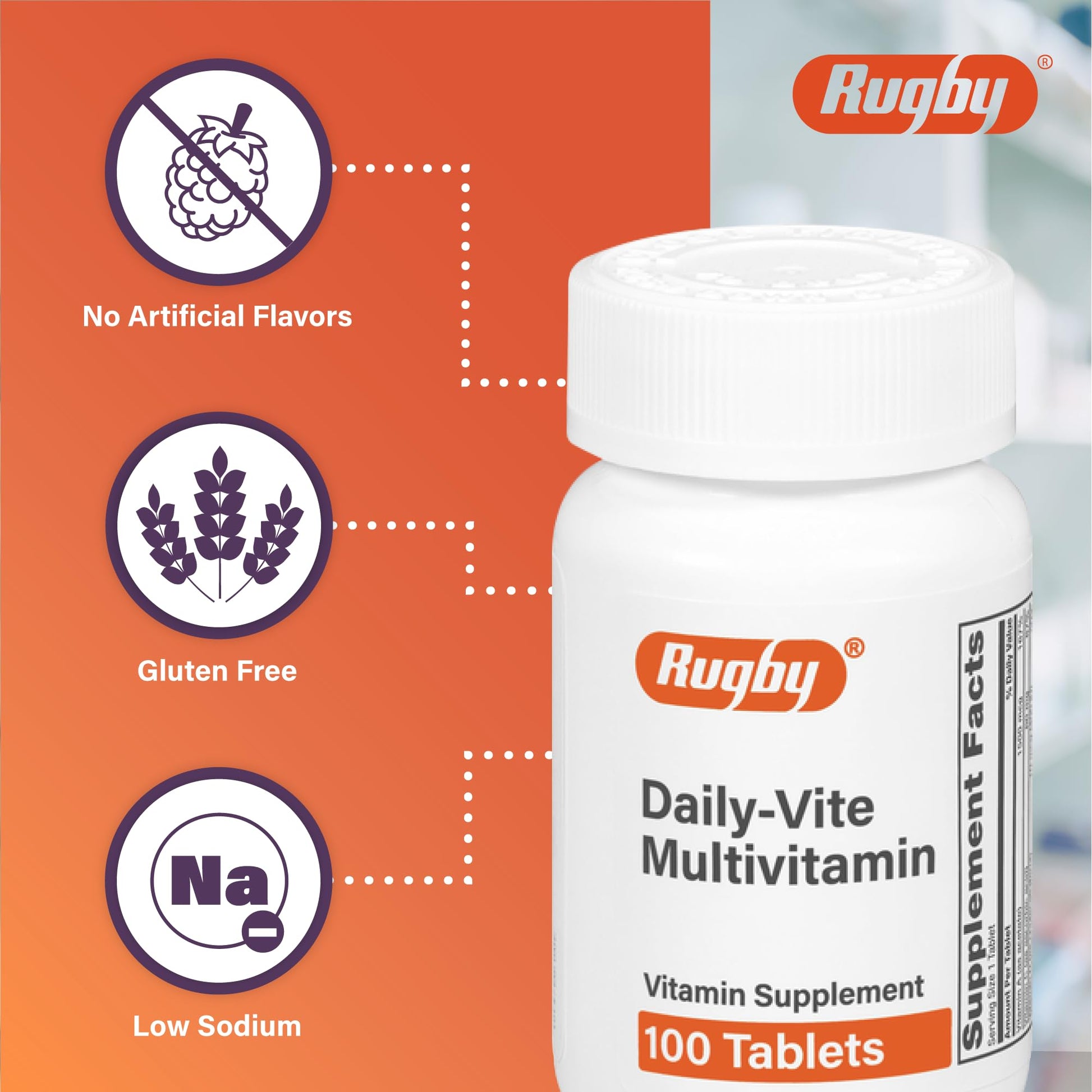 Rugby Daily-Vite Multivitamin - Daily Vitamin Supplement - 100 Tablets (1 Pack) RUGBY LABORATORIESAu supplements