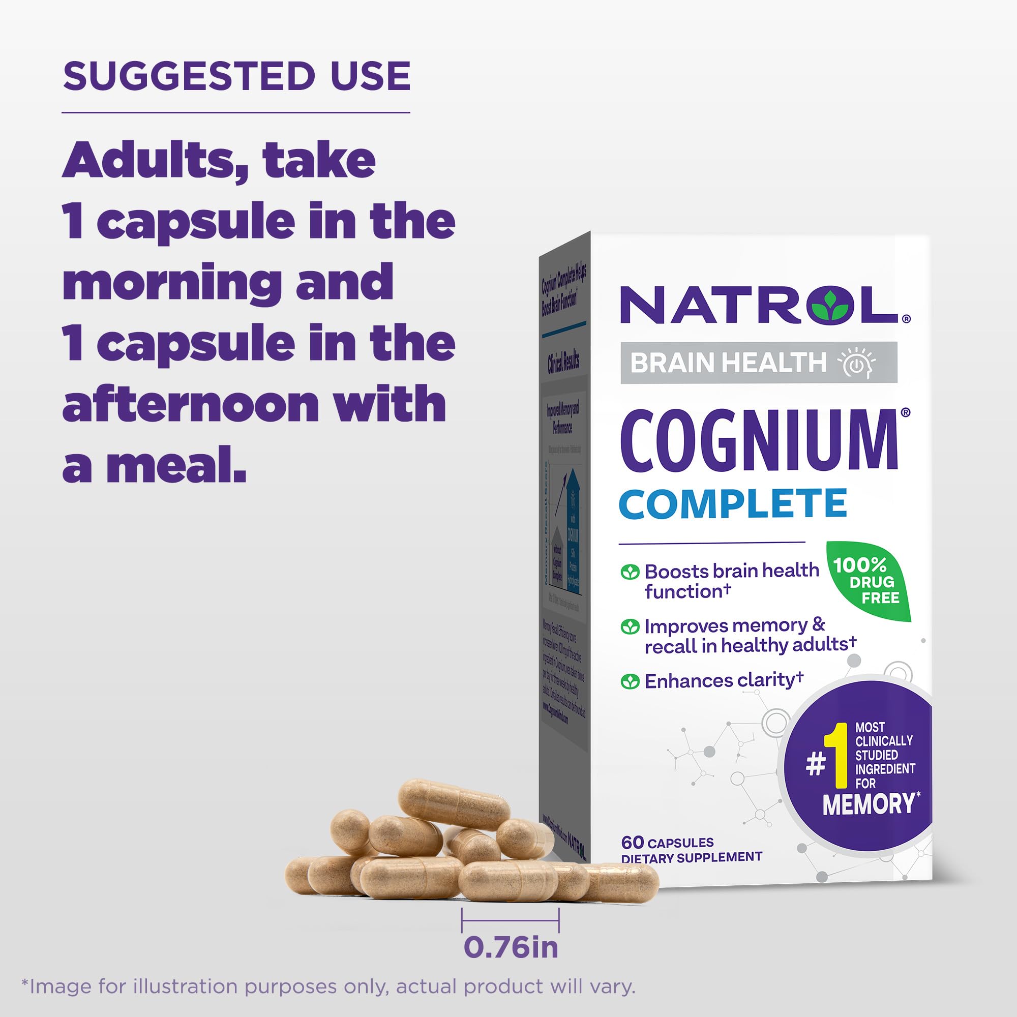Natrol Cognium Complete, Dietary Supplement for Brain Health, Brain Health Supplements for Adults, 60 Capsules, 30 Day Supply NatrolAu supplements