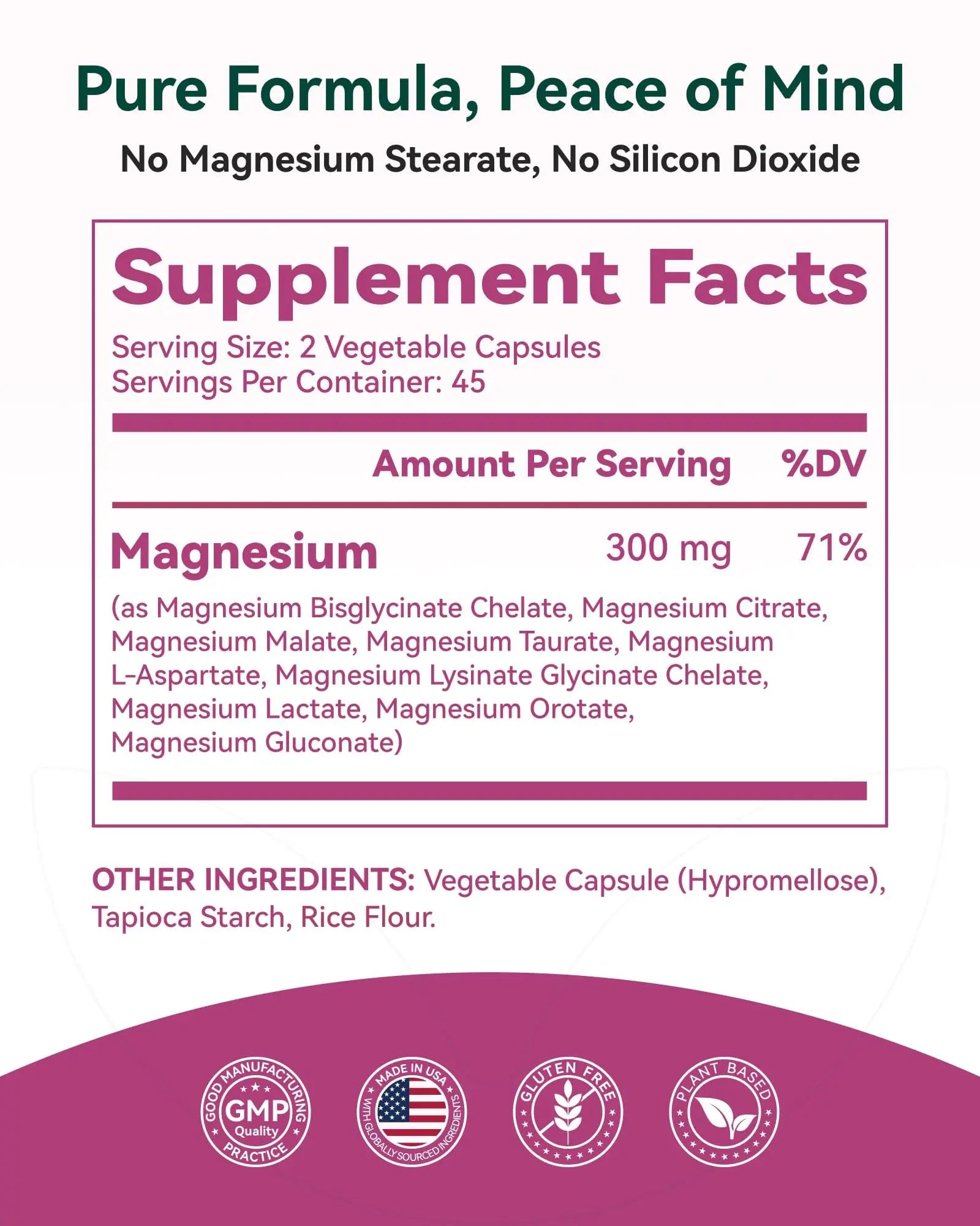 9-in-1 Magnesium Complex, 300mg Magnesium from 9 Organic Forms, Glycinate, Citrate, Malate, High Absorption for Sleep & Relaxation, Energy & Muscle Support, 90 Capsules Inner Brightnessnz supplements