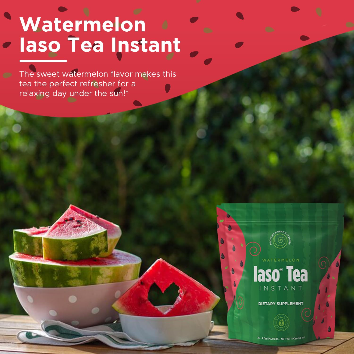 Iaso Instant Tea Watermelon Flavor - 4 grams (25 Sachets) Total Life ChangesUS supplements