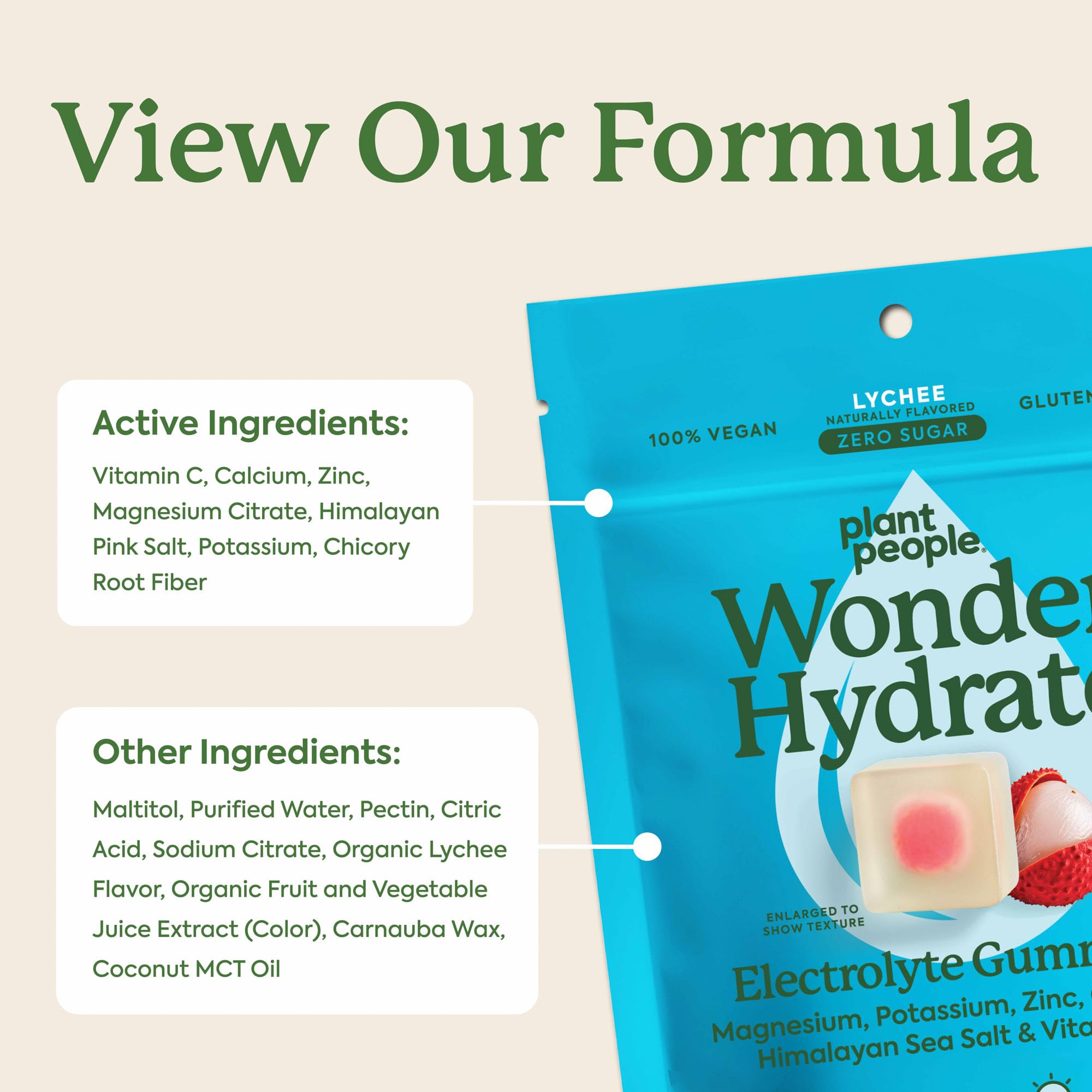 Plant People WonderHydrate Electrolyte Gummies – Vegan Hydration Supplement with Magnesium, Potassium, Zinc, Vitamin C & Himalayan Sea Salt – Zero Sugar Lychee (42 Count) Plant PeopleAu supplements