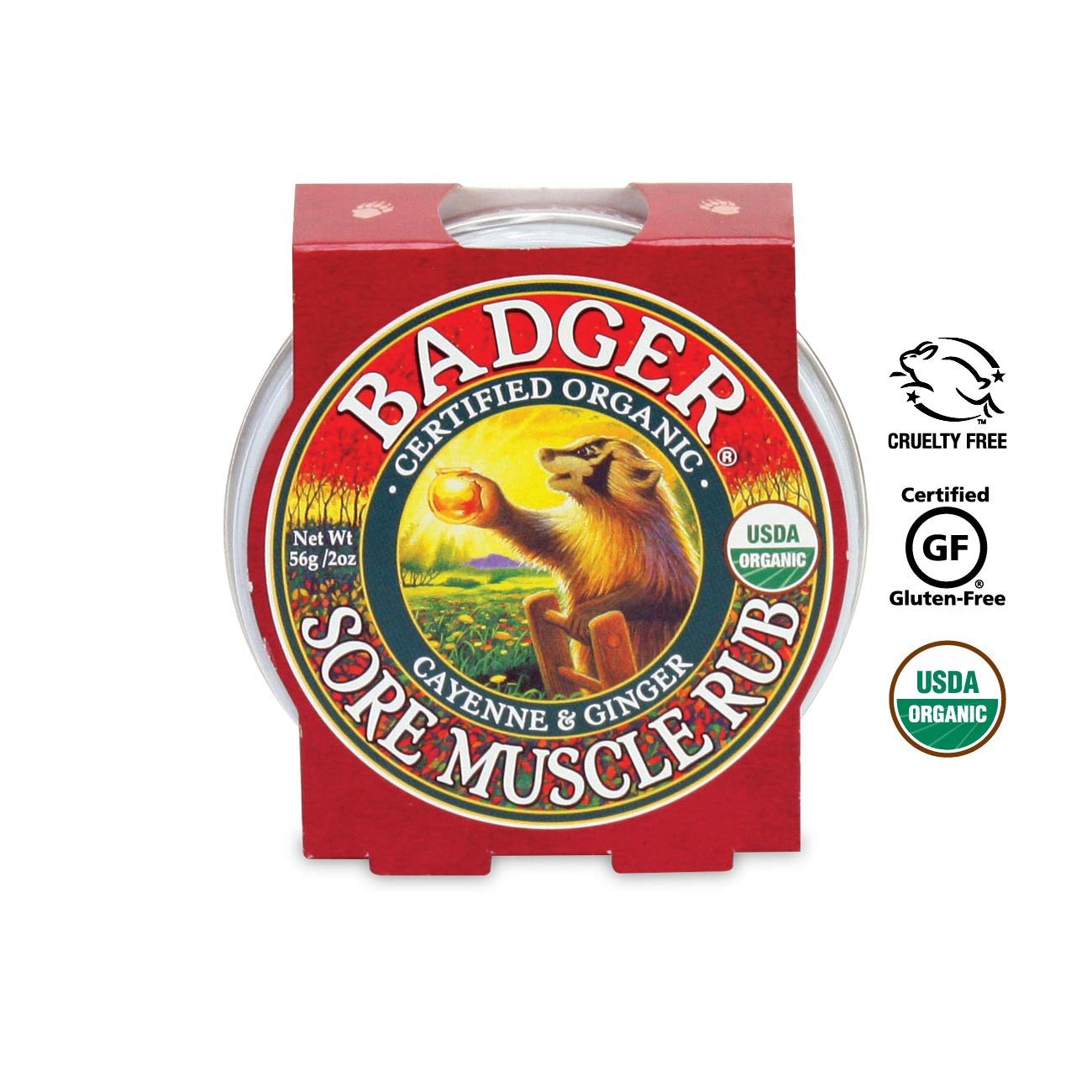 Badger Sore Muscle Rub Tin, Cayenne & Ginger, 2 oz (1 Pack) BadgerAu supplements