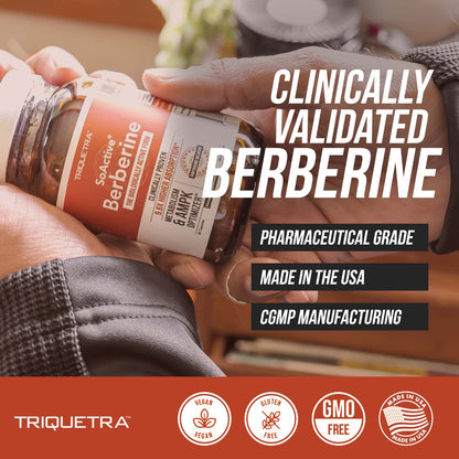 SoActive Berberine 550mg: 9.6X Higher Absorption, Clinically Proven Most Effective Triquetra HealthUS supplements