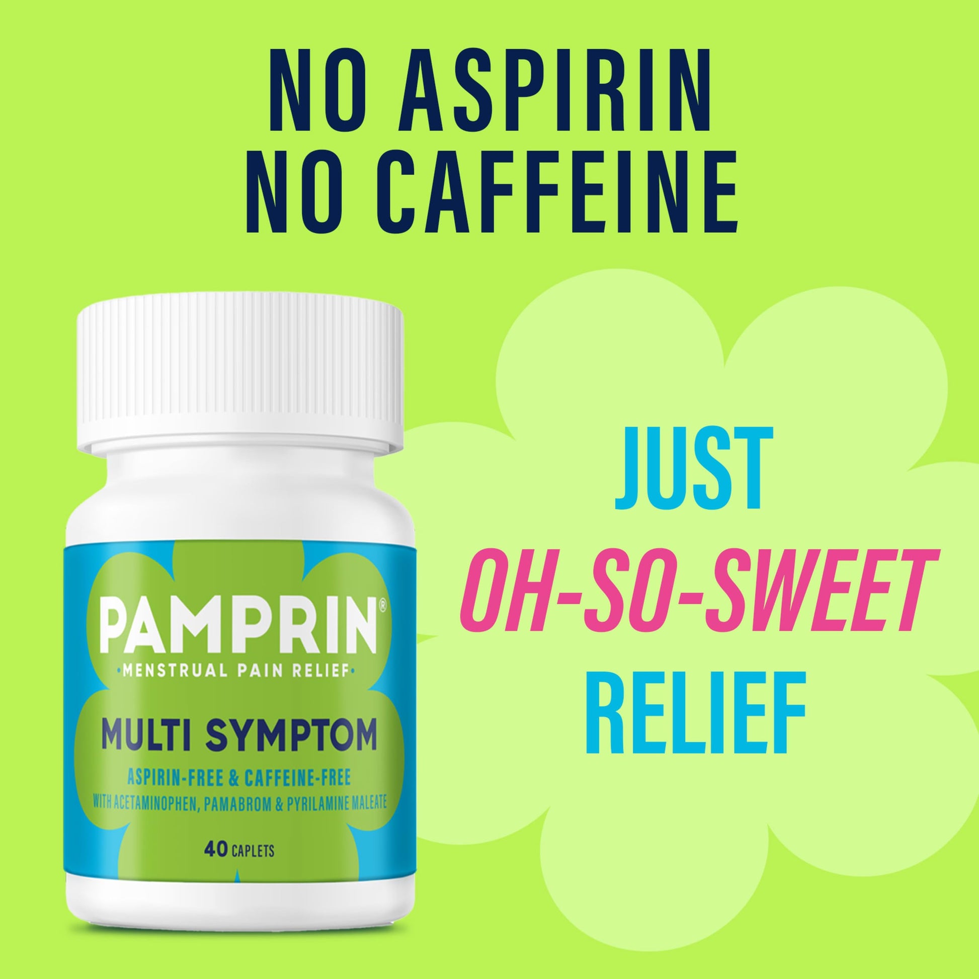 Pamprin Multi-Symptom Formula, with Acetaminophen, Menstrual Period Symptoms Relief including Cramps, Pain, Bloating, and Irritability 40 Caplets PamprinAu supplements