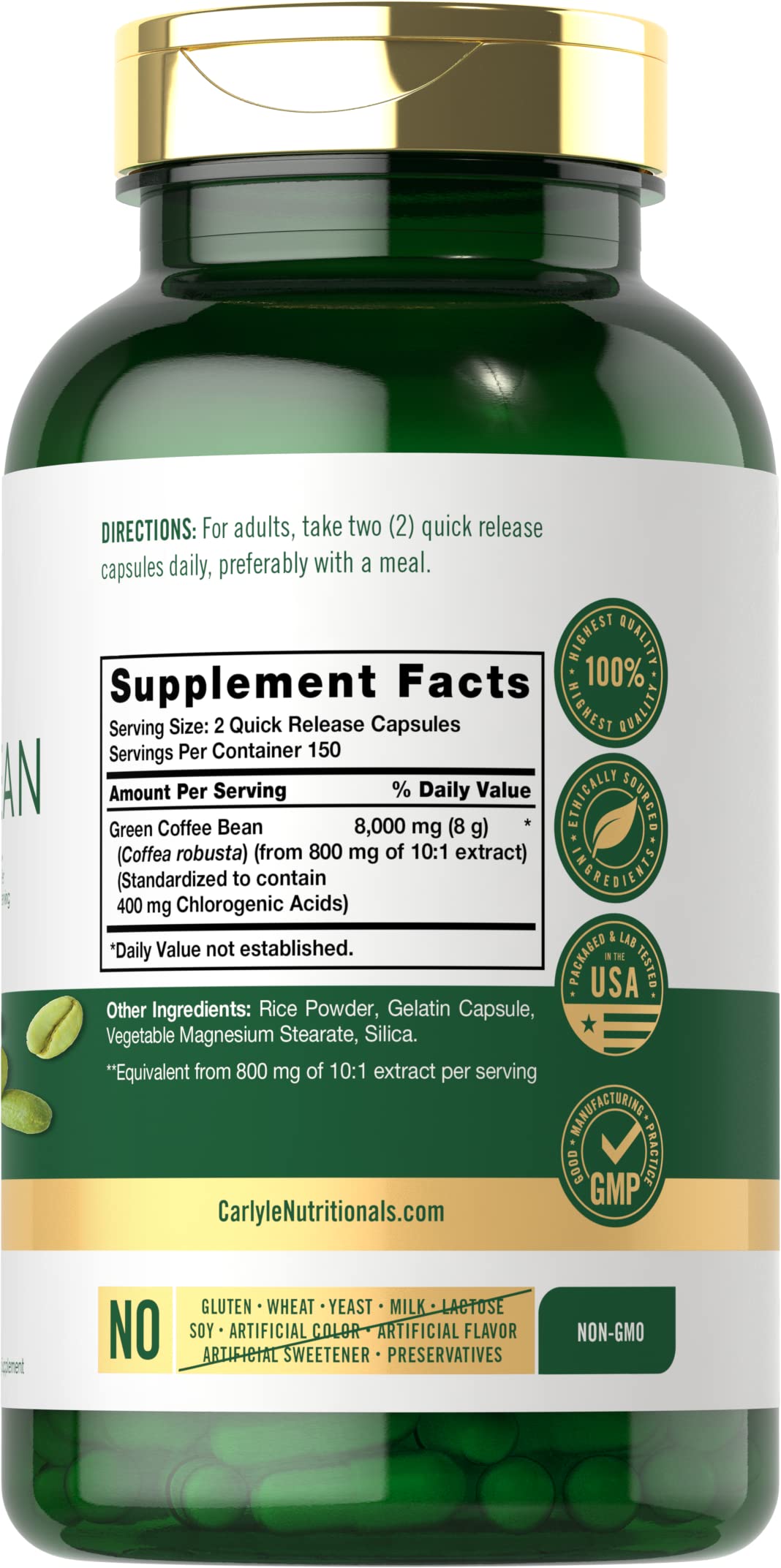 Carlyle Green Coffee Bean Extract | 8000 mg | 300 Capsules | Non-GMO and Gluten Free CarlyleUS supplements