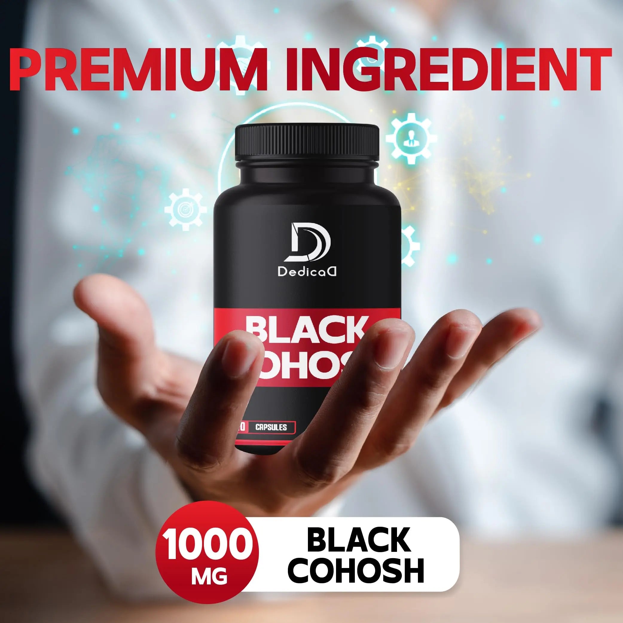 DEDICAD 1000mg Black Cohosh for Menopause Hot Flashes - 240 Capsules for 4-Month Supply - Support for Body Management, Women's Health & Immune System DEDICADnz supplements
