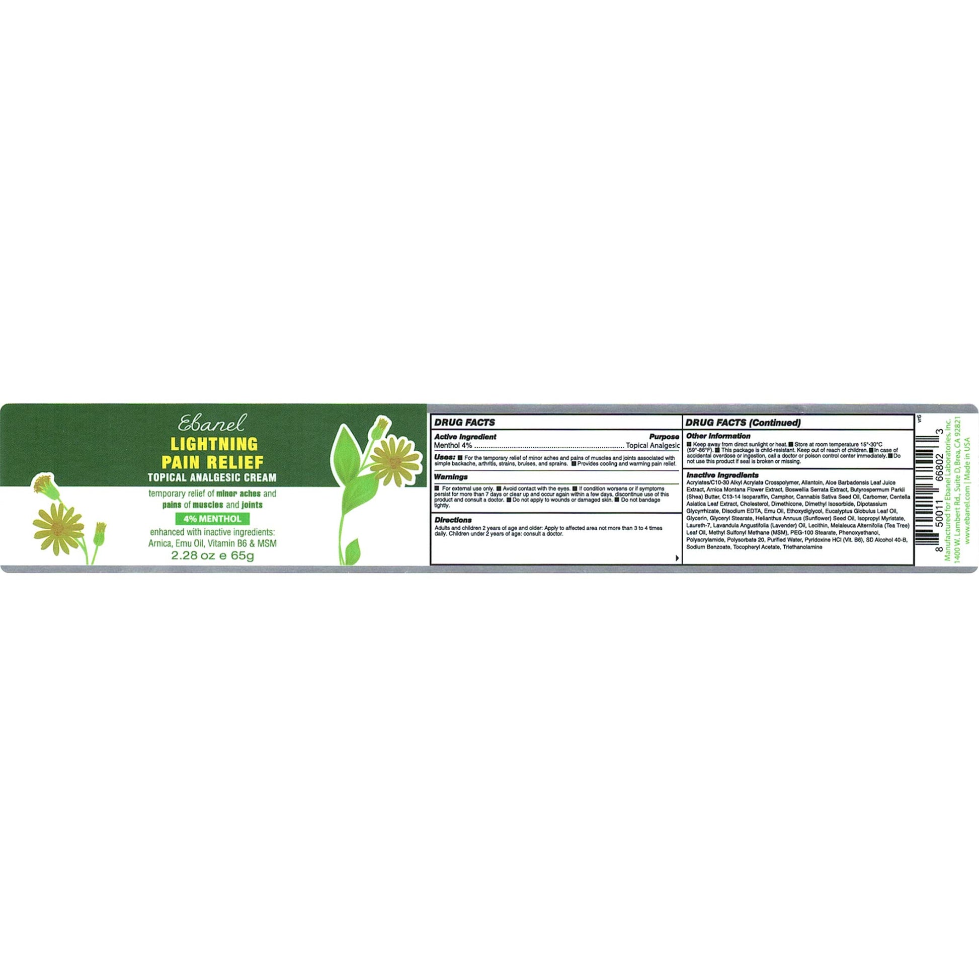Ebanel Bundle of Pain Relief Cream Arnica Menthol 2 Oz, and Topical Numbing Cream 4 Oz EbanelAu supplements