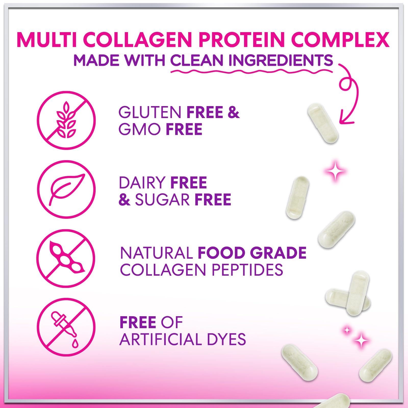 Multi Collagen Supplement 2400 mg - Types I, II, III, V & X Multi Collagen Peptides Pills for Women & Men, Hydrolyzed Collagen Supplements, Hair, Skin, Nail, & Joint Support Supplement, 60 Capsules Hello Lovely!Au supplements