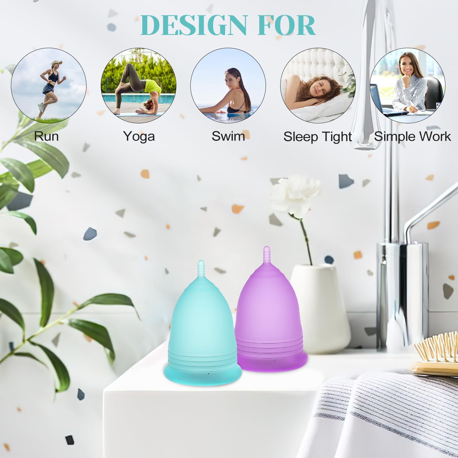 YTYOMUR Menstrual Cup Set, 2 Soft Period Cup Come with Collapsible Cleaner Cup YTYOMURAu supplements