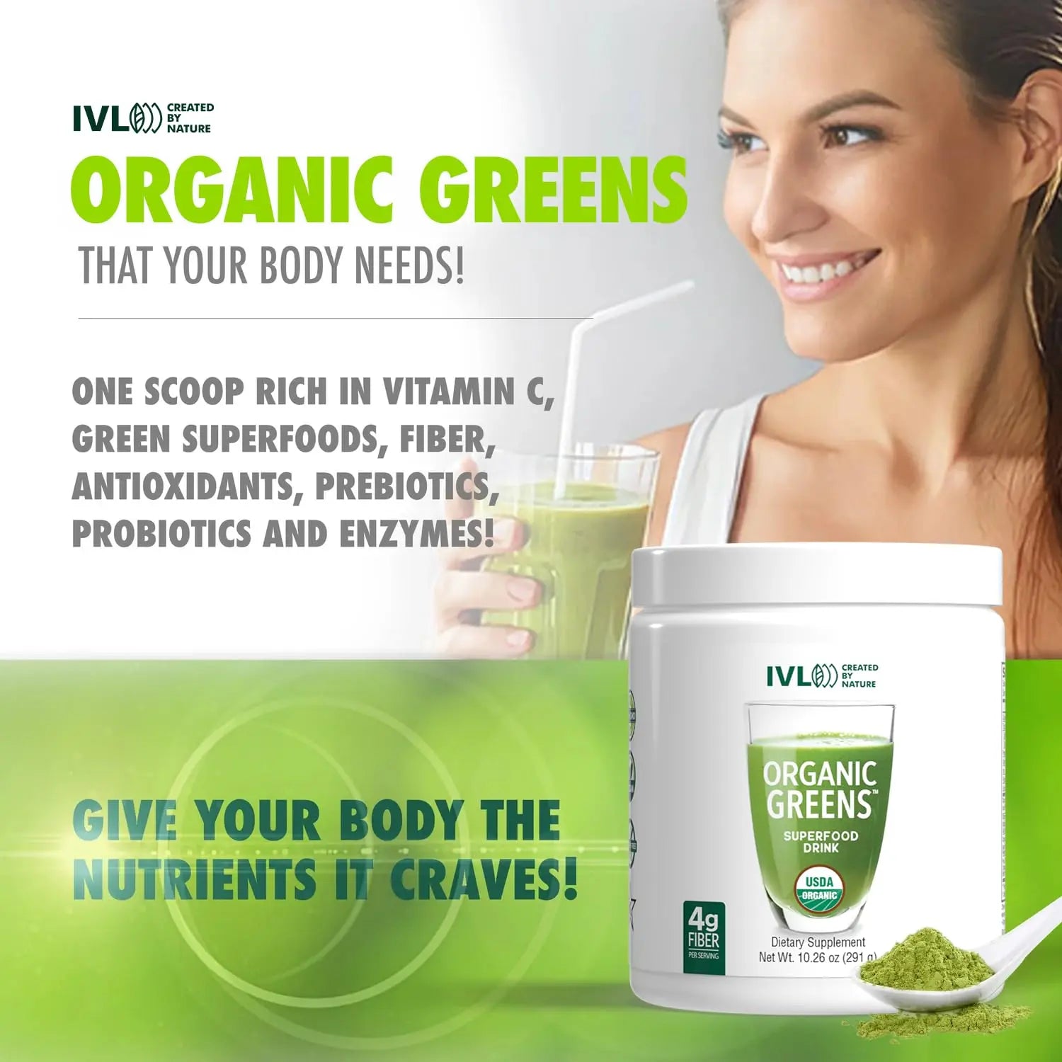IVL - Organic Greens - Organic Superfood Drink - Loaded with Antioxidants, Micronutrients, Prebiotics & Probiotics - for Immune Support, Digestive Health - Great Taste (1 Pack, 30 Servings) IVLAu supplements