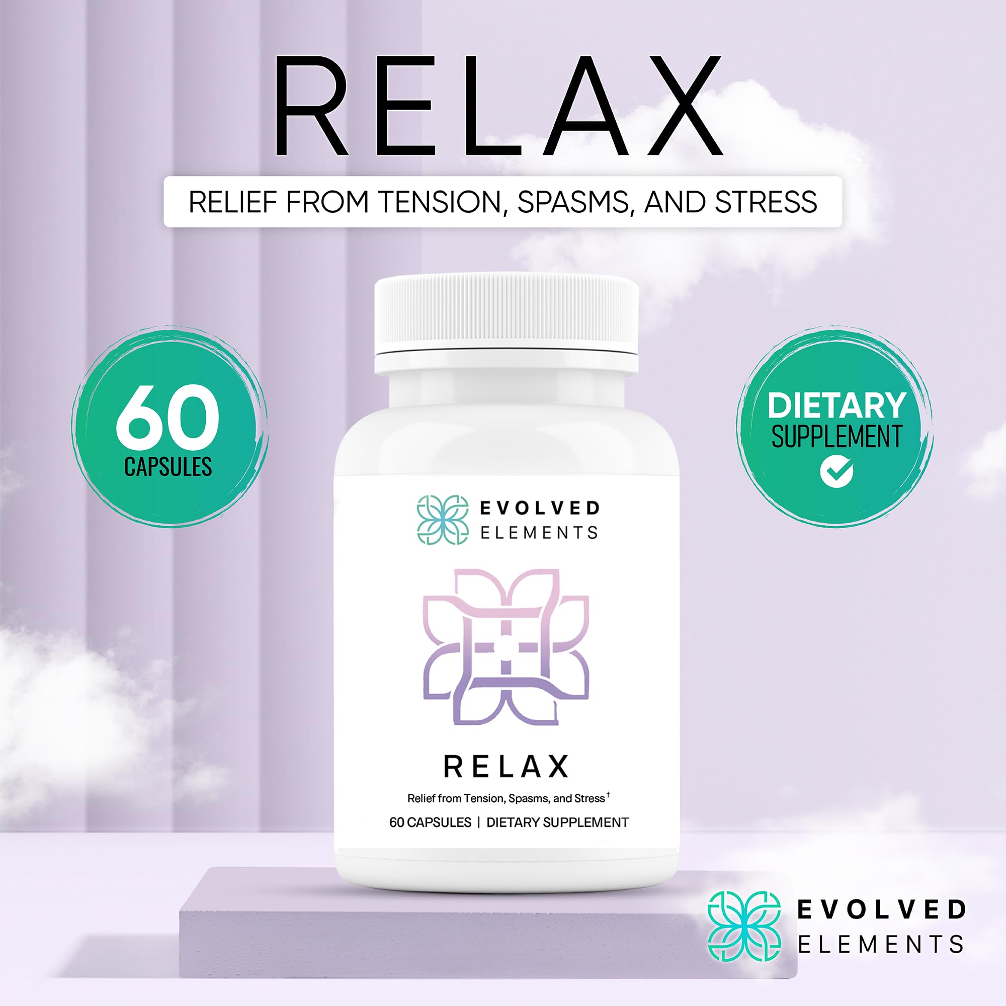 Evolved Elements All-Natural Muscle Relaxer | 60 Capsules | Spasm Relief with Magnesium, Passion Flower, and Valerian Root | Relieves Muscle Spasms, Tension, and Promotes Calmness Evolved ElementsAu supplements