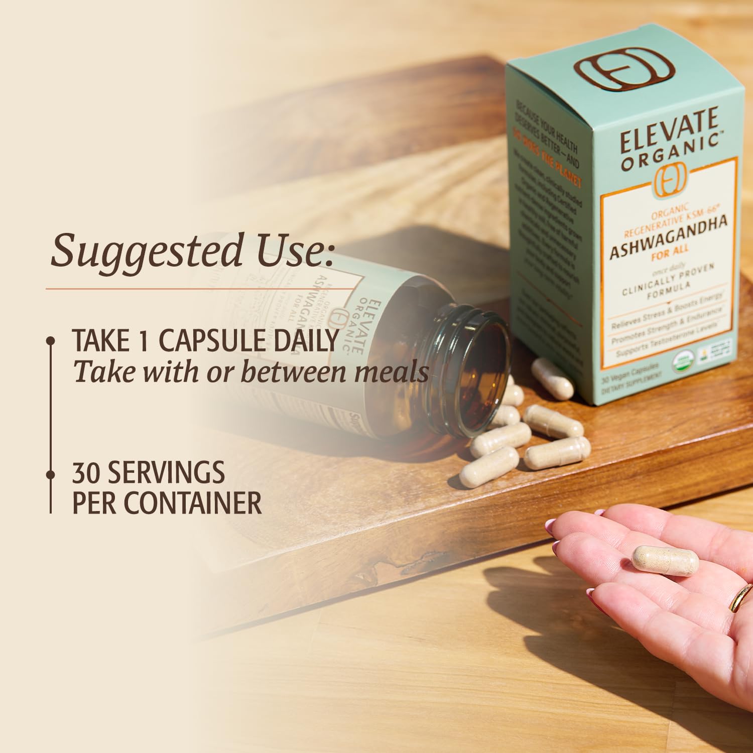 ELEVATE ORGANIC Regenerative Fermented KSM-66 Ashwagandha Vegan Capsules with Acti Veda™ (600mg, 30 Servings), Up to 150% More Effective Than KSM-66 Alone ELEVATE ORGANICAu supplements