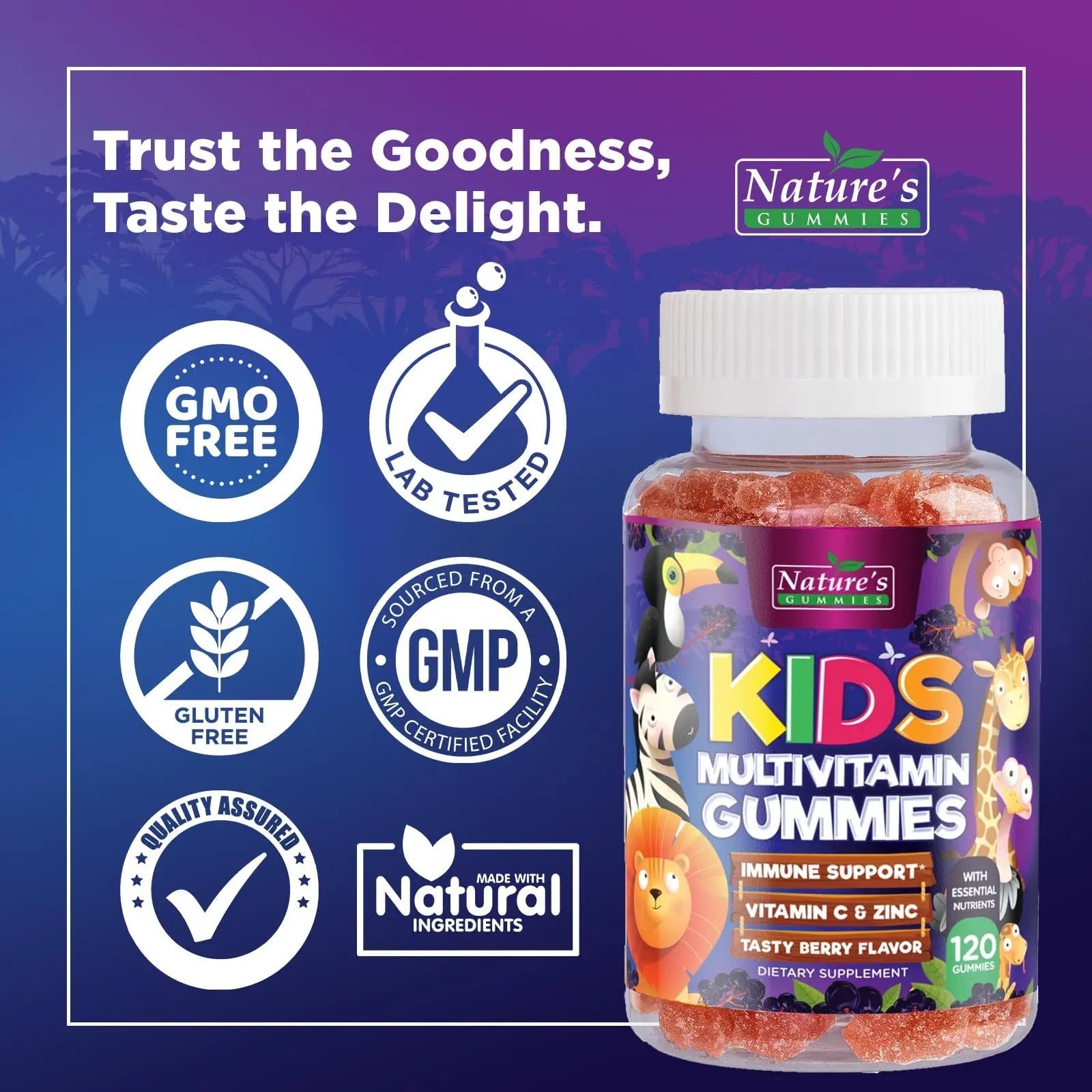 Multivitamin for Kids - Complete Daily Children's Multi Vitamin Gummies with Vitamin D, B Vitamins, Zinc & More - Energy, Memory Focus Nature's NutritionAu supplements