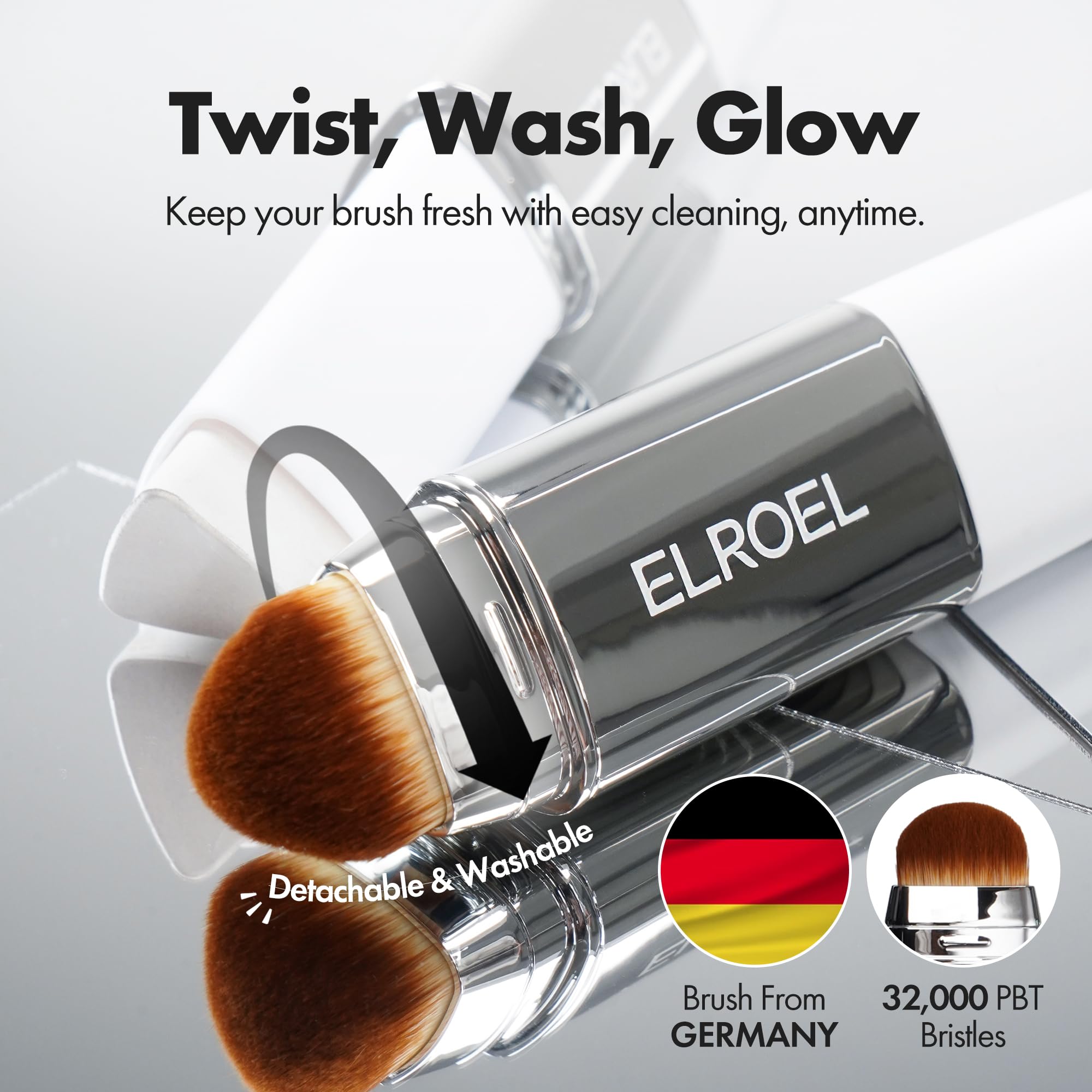 ELROEL Blanc Cover Cream Stick V White - Korean Color-Changing Foundation Stick with Volufiline - Medium to Full Coverage Dewy Finish Base Makeup - Dual-Ended with Detachable Brush (202 Natural) ELROELAu supplements