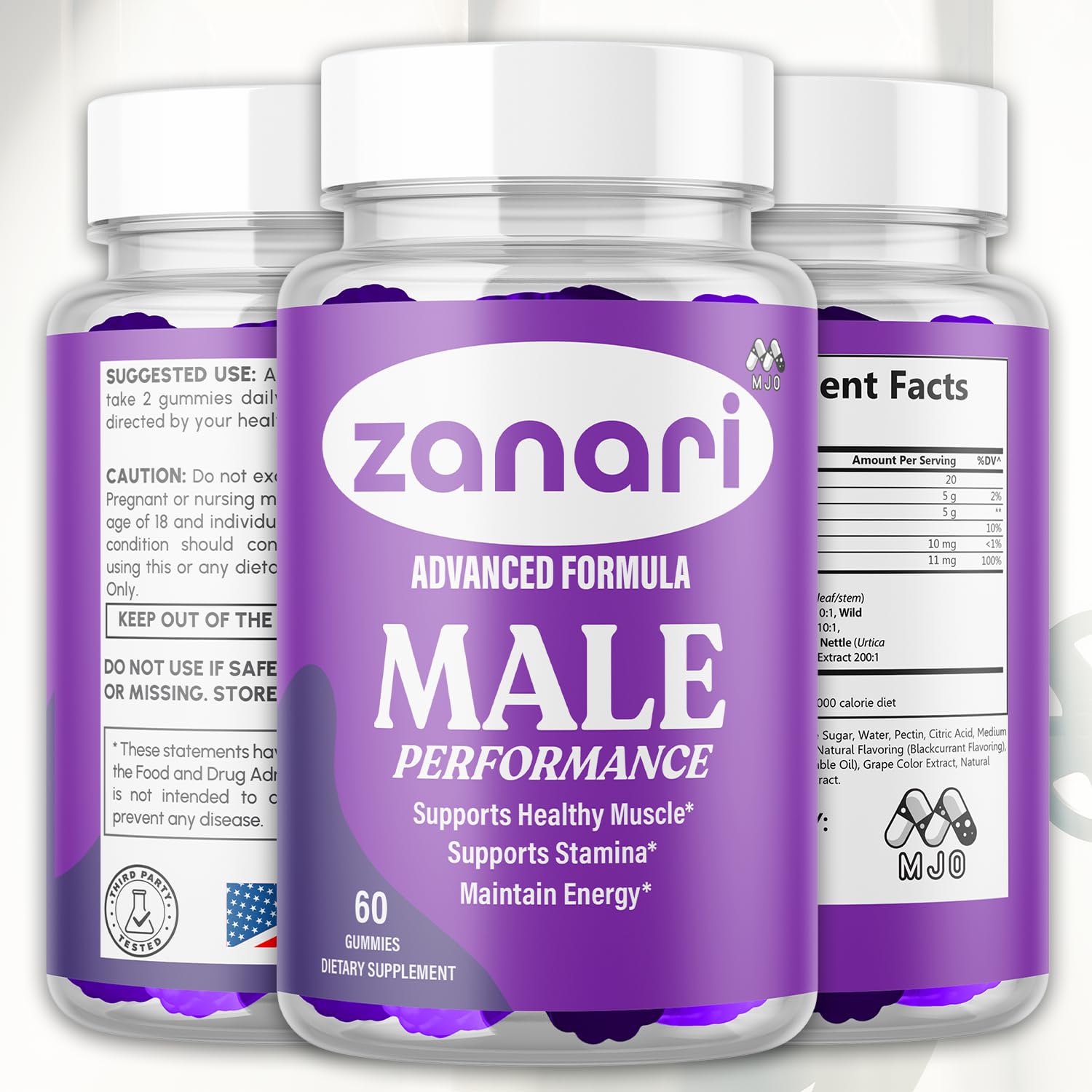Zanari Gummies, Official Zanari Gummys for Men with All Natural Ingredients, Advanced Formula for Optimal Health & Total Wellness Support with Maximum Strength Active Lifestyle Vitamins (60 Gummies) MJOAu supplements