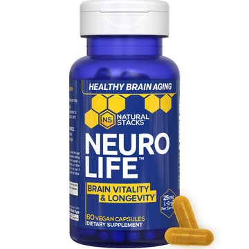 NeuroLife Longevity Supplement - 500mg Taurine & 400mg Berberine Supplement - Clinically Tested MitoPrime L-Ergothioneine - Brain Support for Cognitive Vitality - 60 Berberine Capsules NATURAL STACKSAu supplements