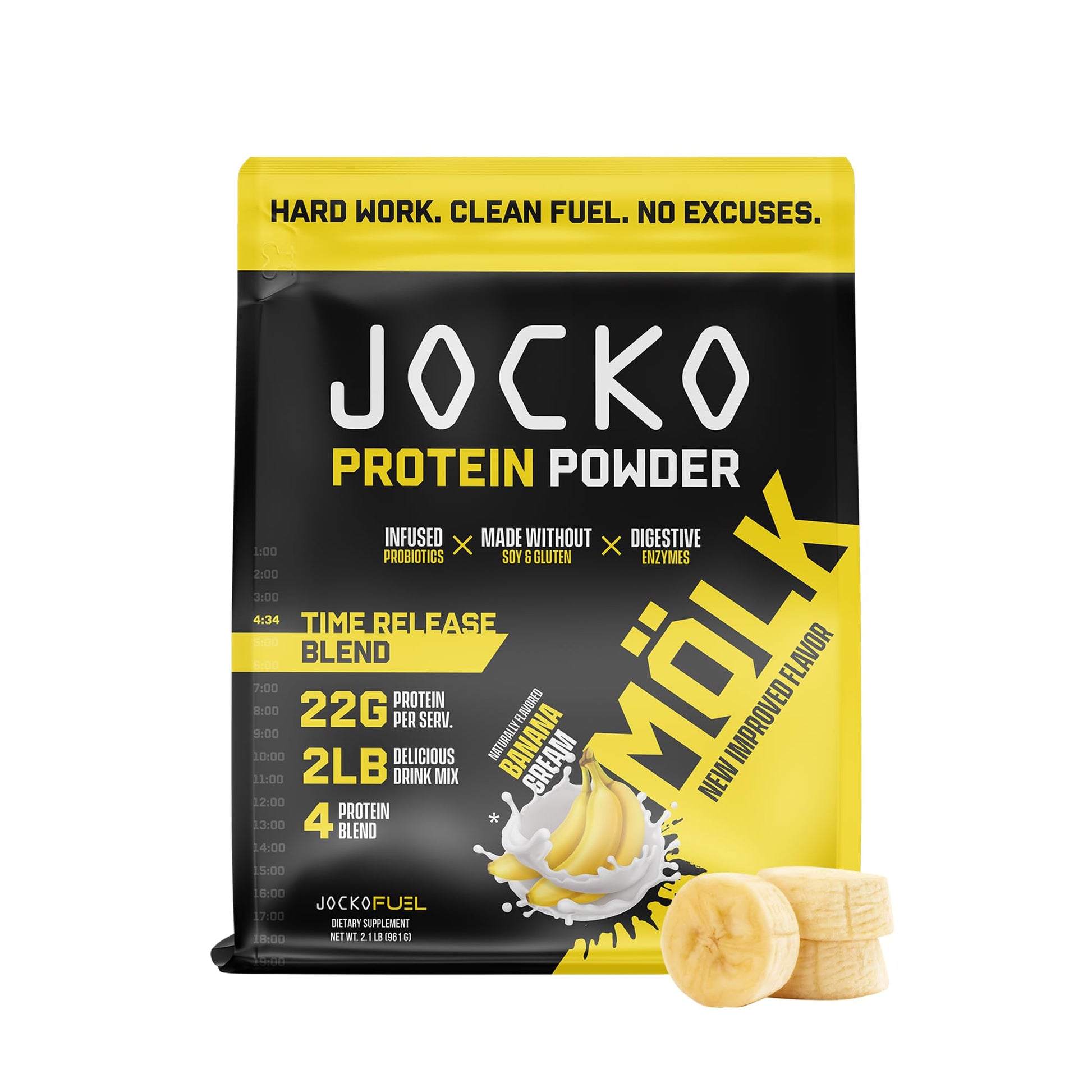 Jocko Mölk Whey Protein Powder (Banana Cream) - Keto, Probiotics, Grass Fed, Digestive Jocko FuelUS supplements