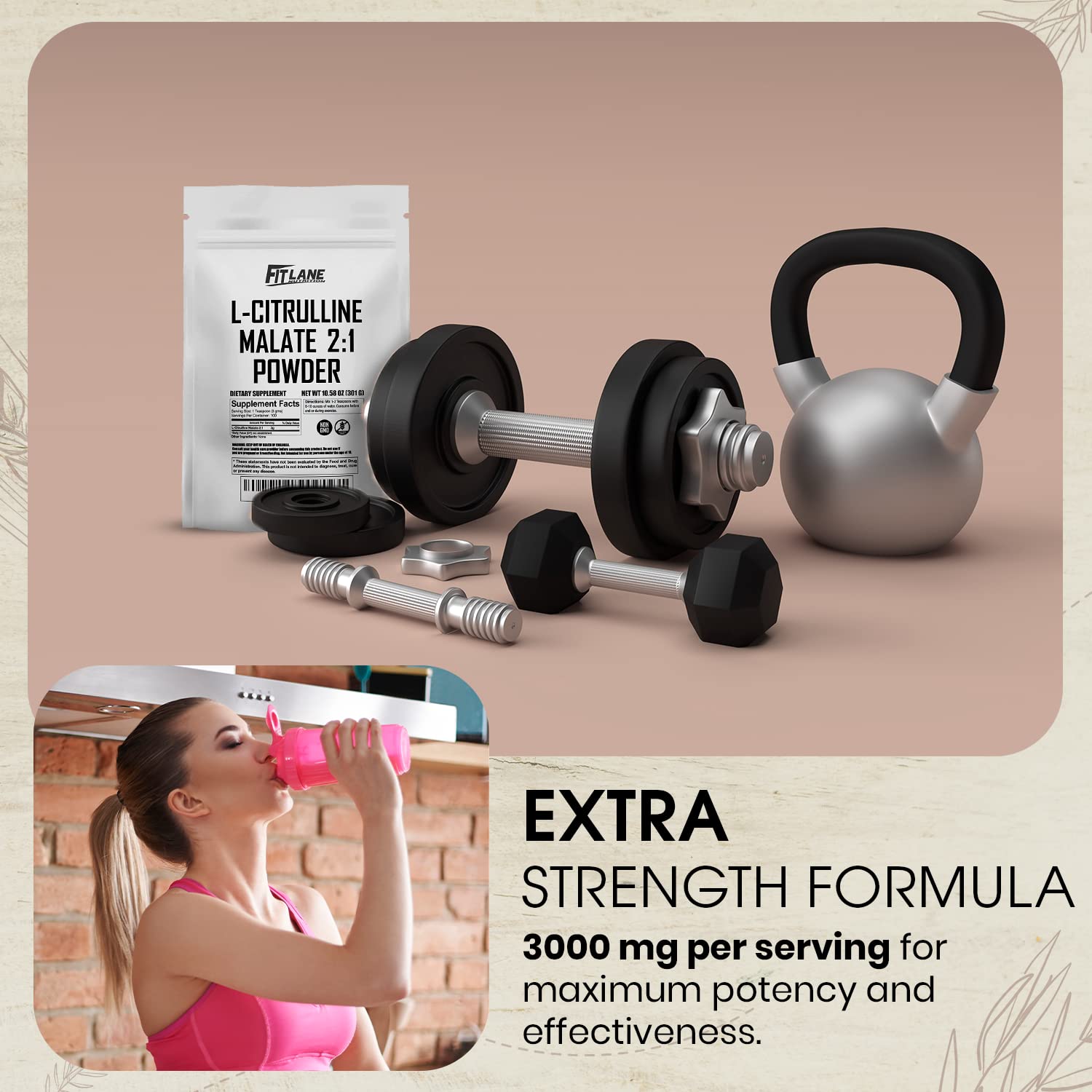 L Citrulline Malate 2 1 Powder 300 Grams - Bulk L Citrulline Powder - Free Form Amino Fit Lane NutritionAu supplements