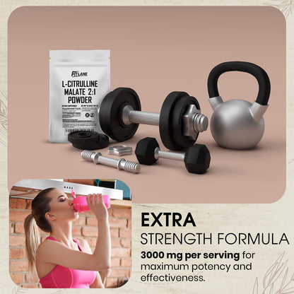 L Citrulline Malate 2 1 Powder 300 Grams - Bulk L Citrulline Powder - Free Form Amino Fit Lane NutritionUS supplements