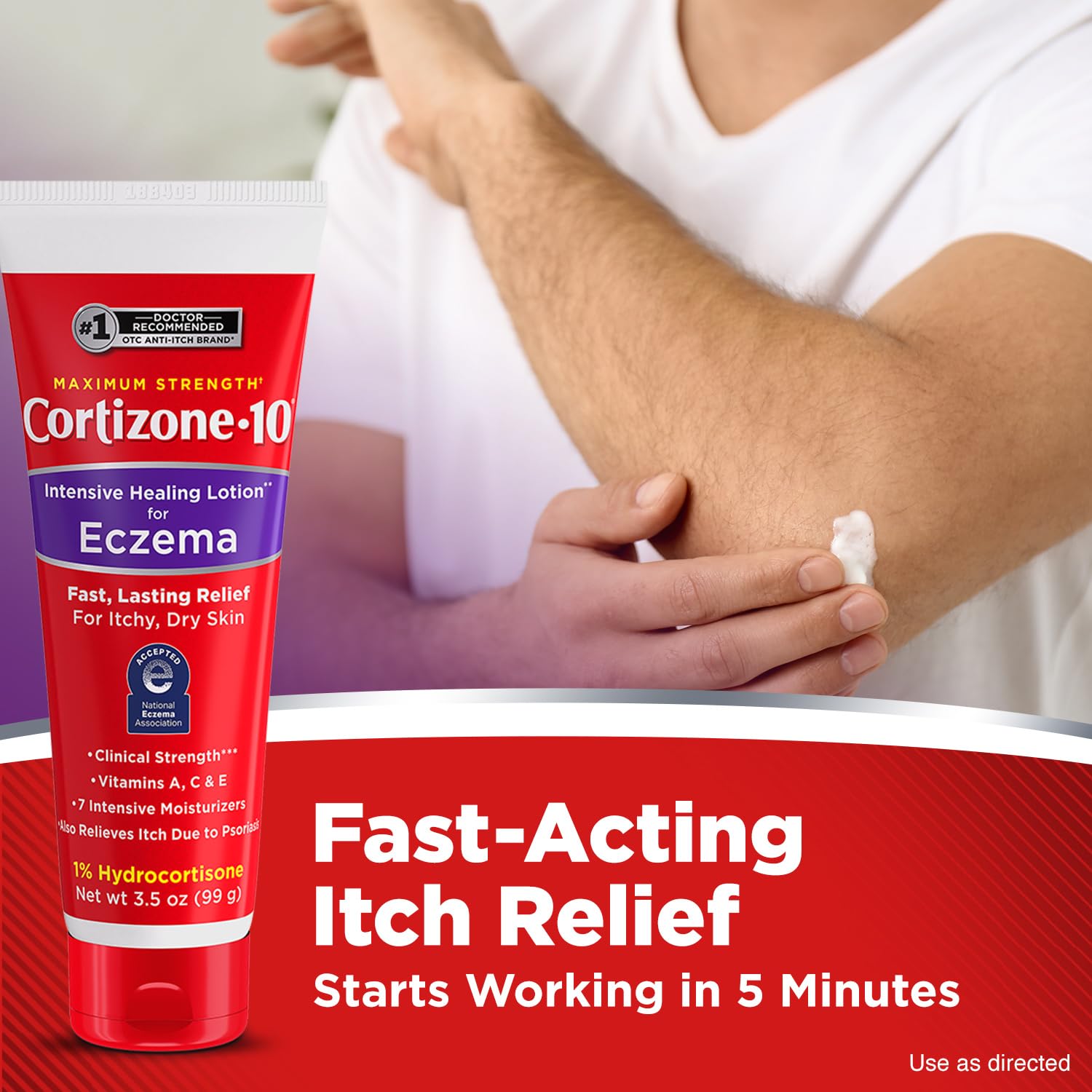 Cortizone-10 Maximum Strength Intensive Healing Itch Relief Lotion for Eczema, 1% Hydrocortisone, Fast-Acting, Anti-Itch Cream for Minor Skin Irritations, Rashes and Inflammation Due to Eczema, 3.5 oz Cortizone 10Au supplements