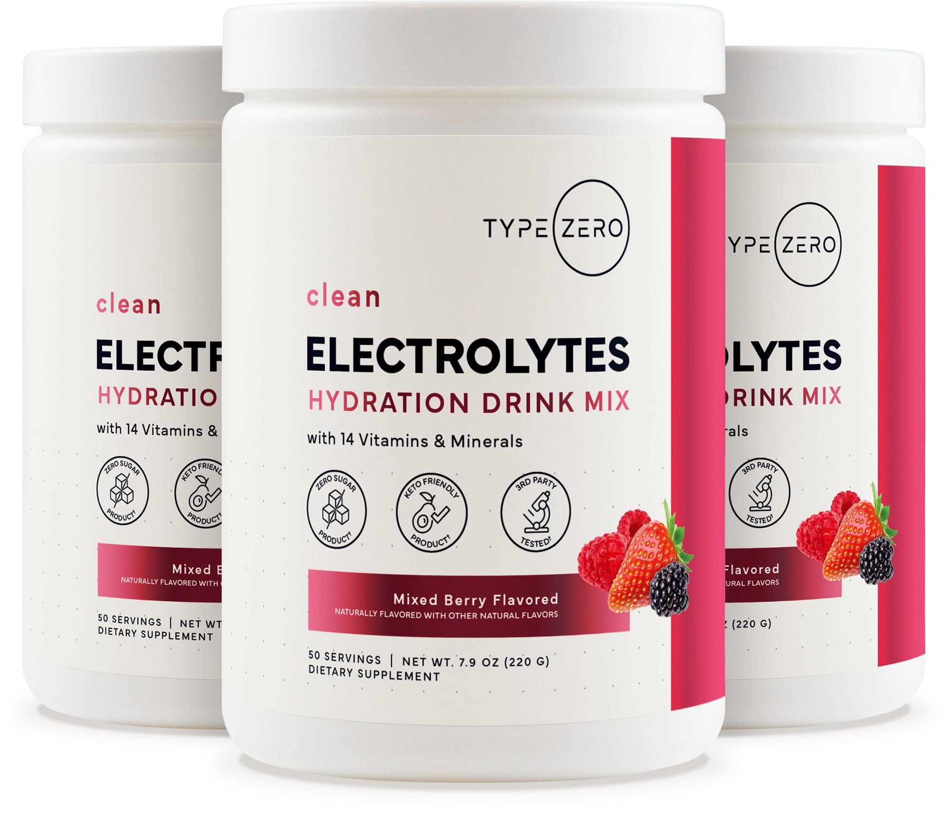 Type Zero Clean Electrolytes Hydration Powder Drink Mix + 14 Essential Vitamins & Minerals - Sugar Free, Zero Artificial Ingredients - Mixed Berry Flavor, 50 Servings Type ZeroUS supplements