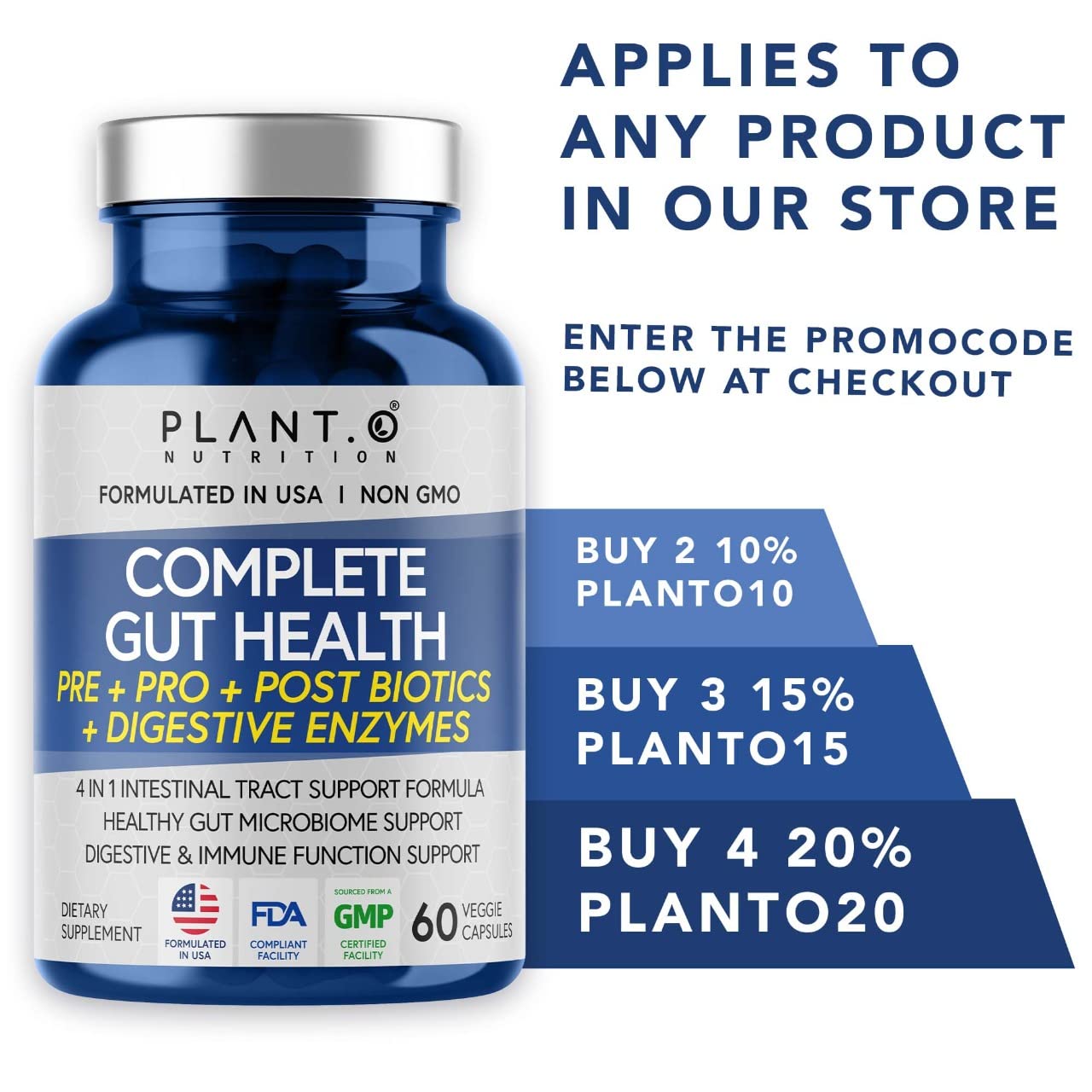 4-in-1 Prebiotic Probiotic & Postbiotic for Women & Men, Complete Gut & Digestive Support PLANT.O NUTRITIONUS supplements