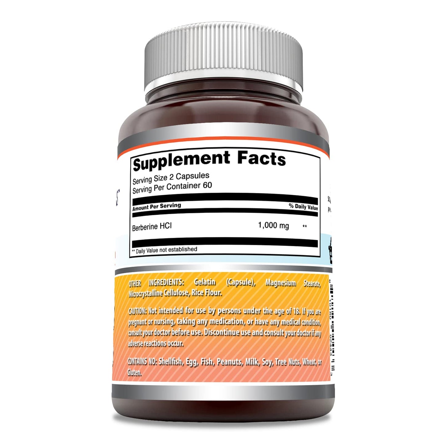 Amazing Formulas Berberine 1000mg Per Serving 120 Capsules Supplement | Non GMO Amazing NutritionUS supplements