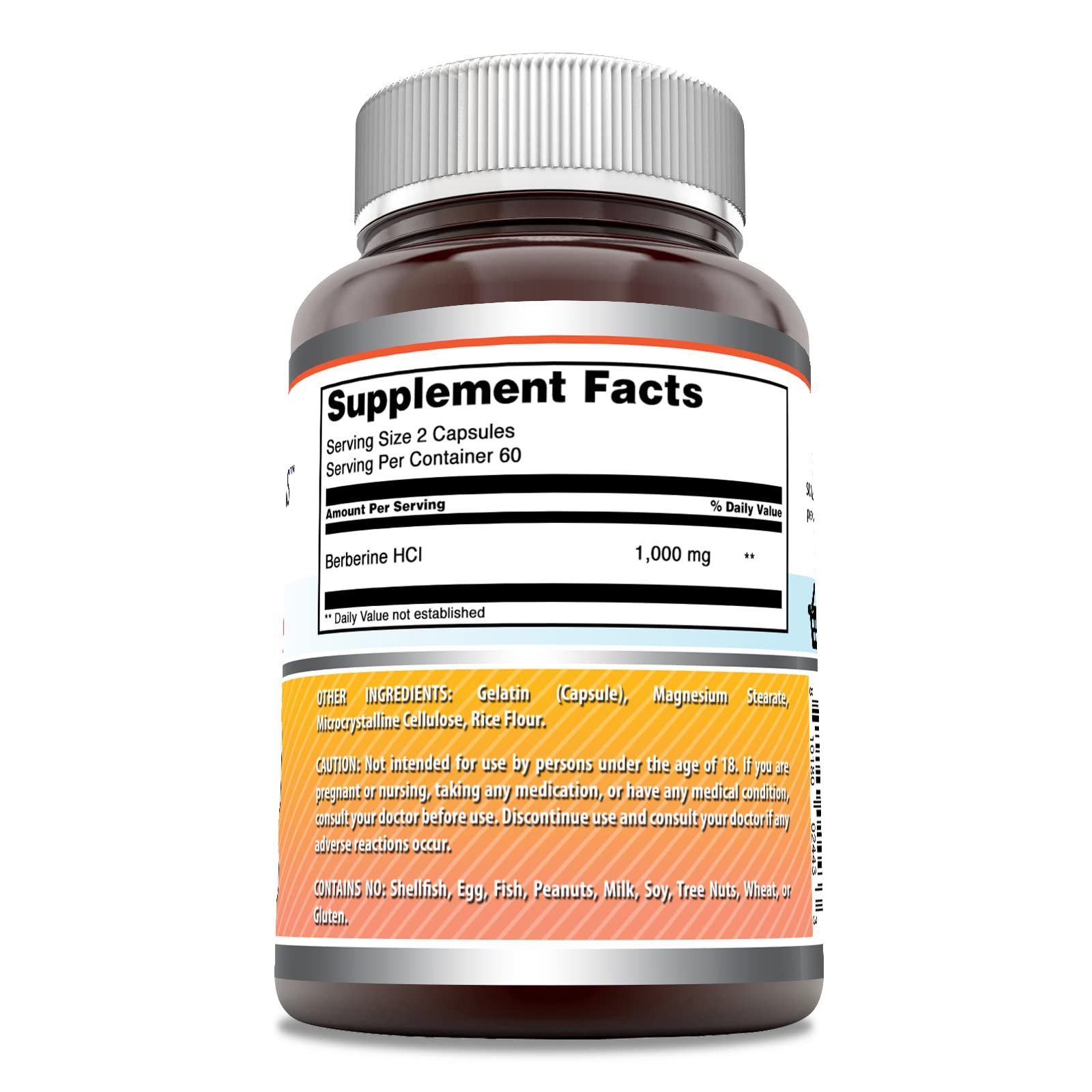Amazing Formulas Berberine 1000mg Per Serving 120 Capsules Supplement | Non GMO Amazing NutritionUS supplements